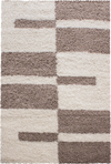 Checkered Plaid Block Shag Rug | Beige Beige
