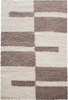 Checkered Plaid Block Shag Rug | Beige 