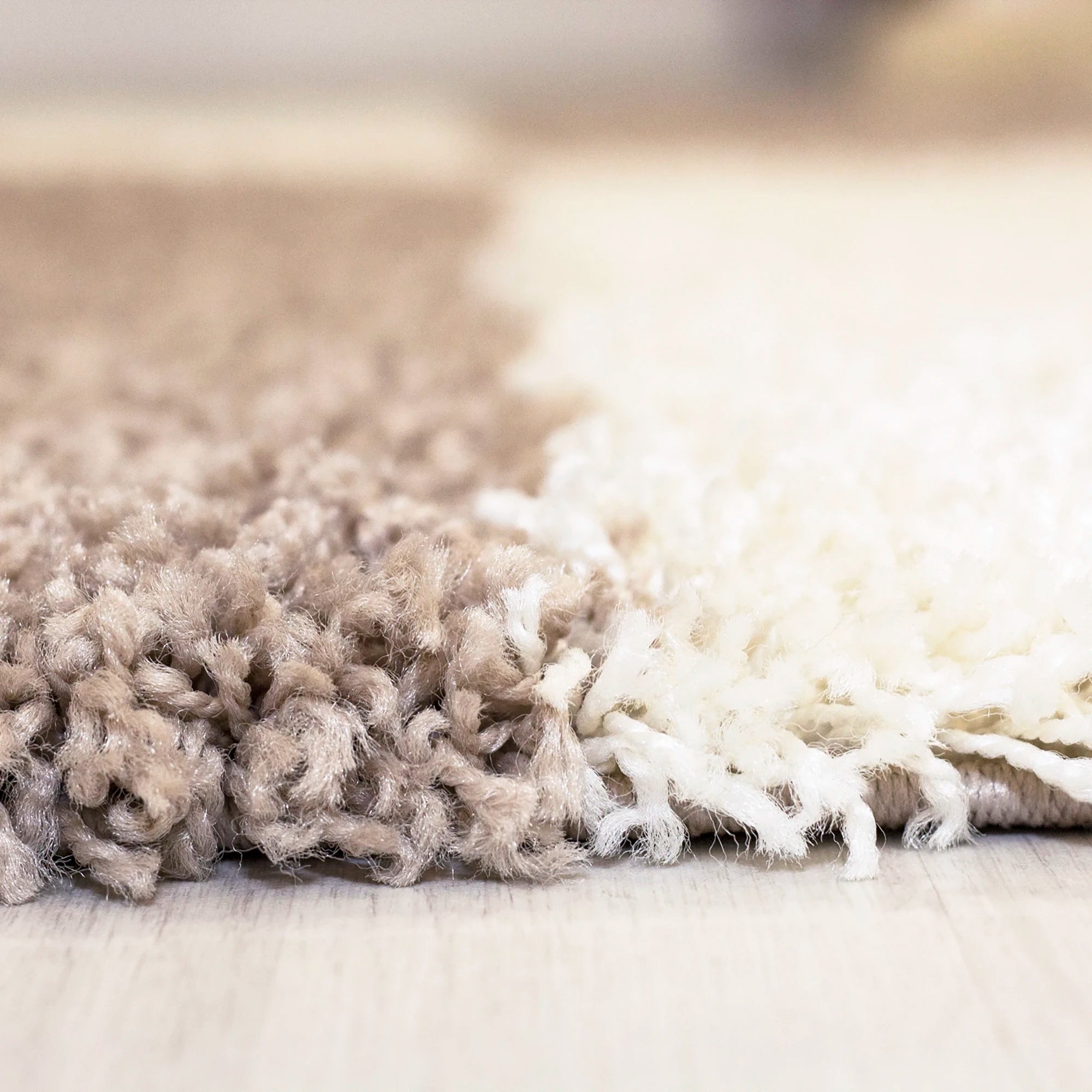 Checkered Plaid Block Shag Rug | Beige