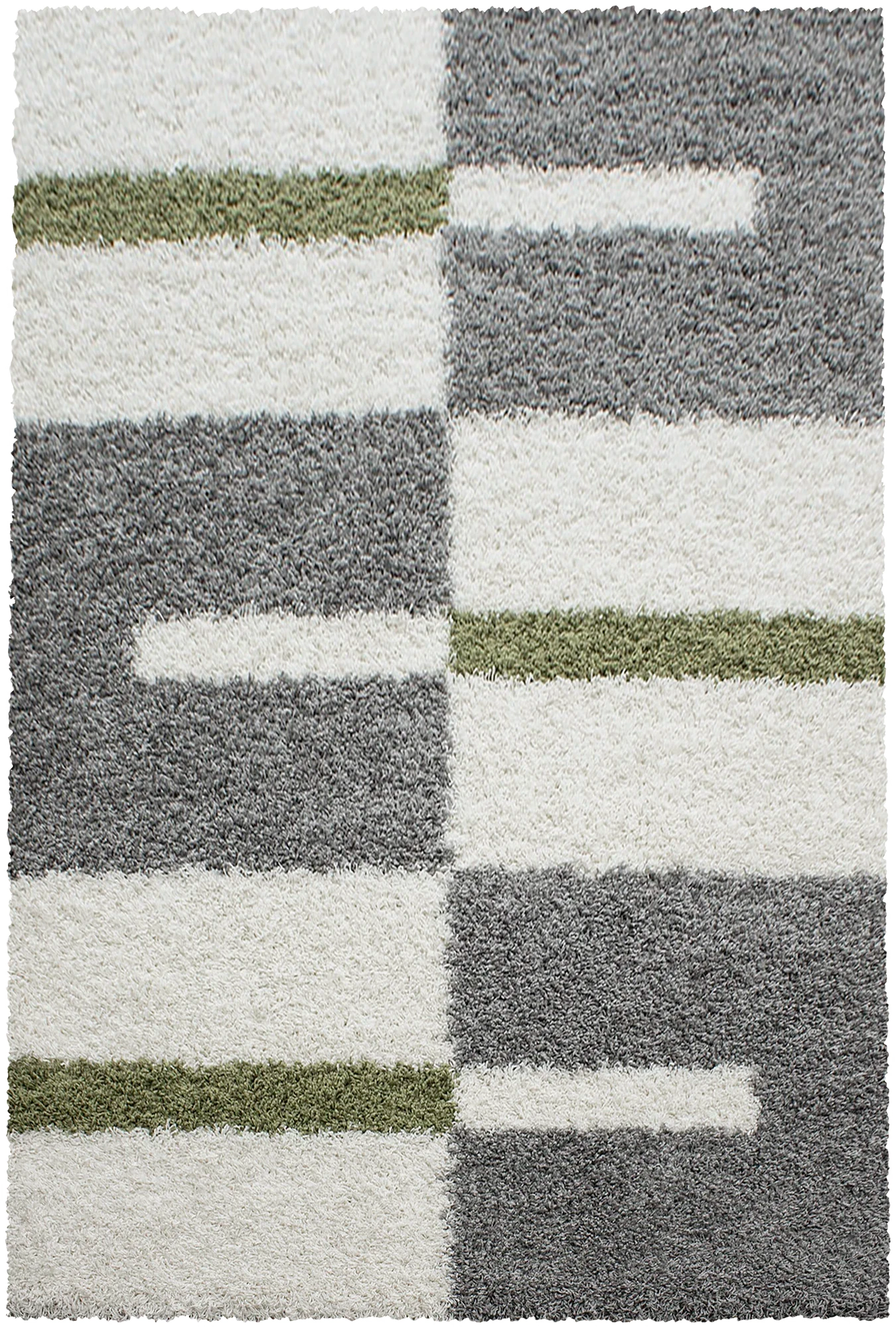 Checkered Plaid Block Shag Rug | Green