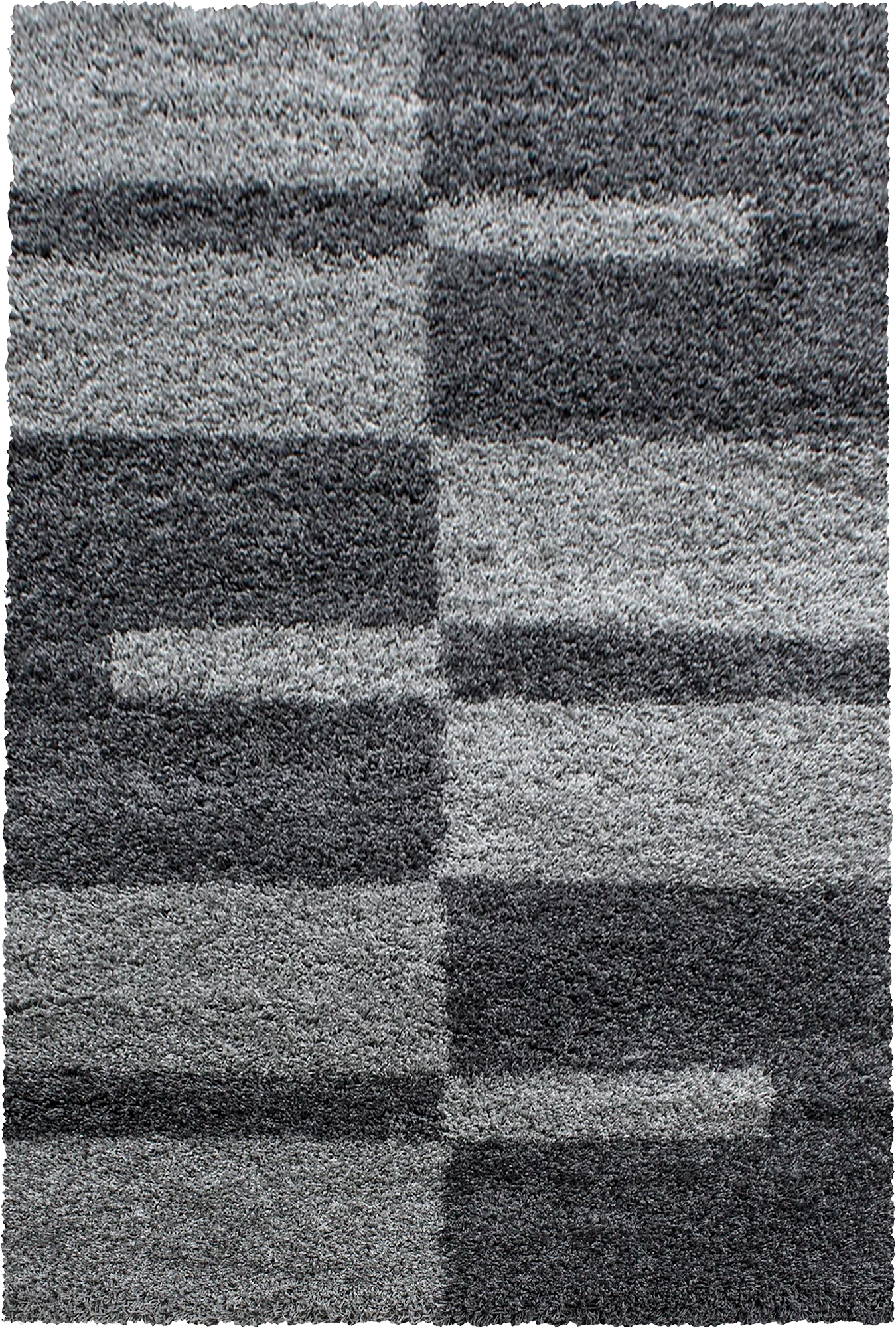 Checkered Plaid Block Shag Rug | Gray