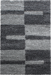 Checkered Plaid Block Shag Rug | Gray Gray