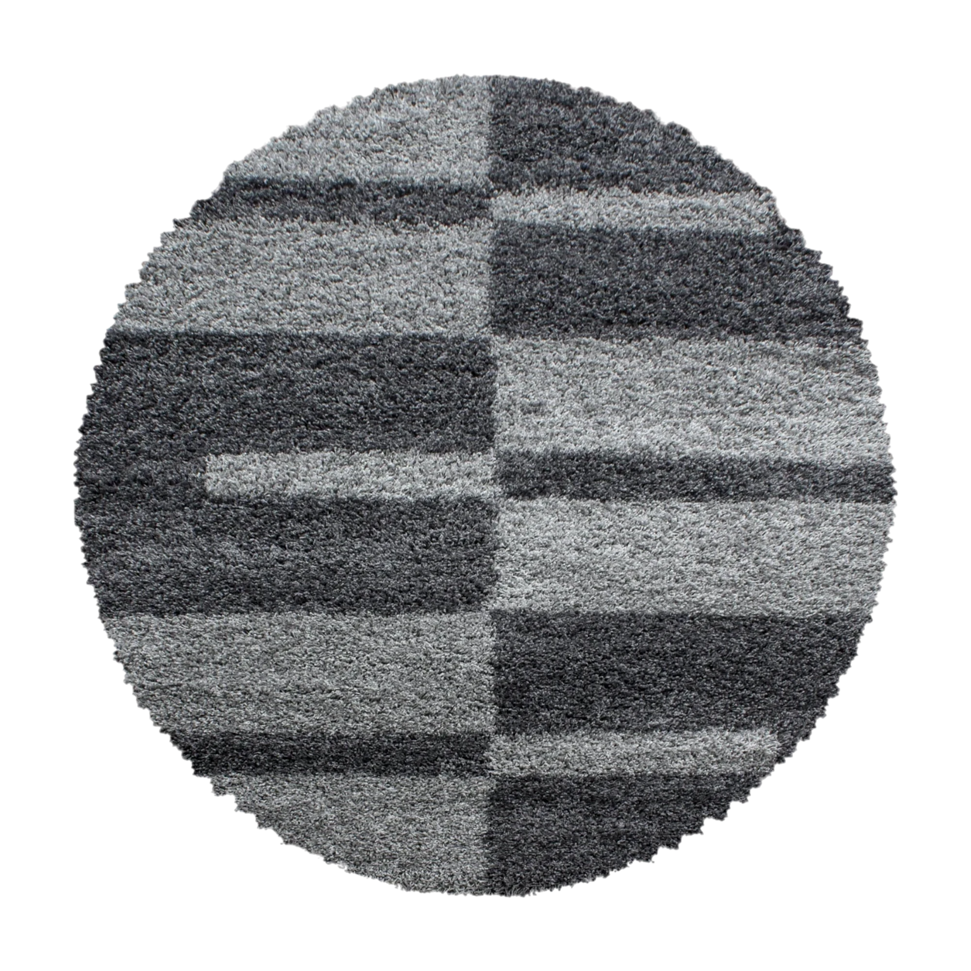 Checkered Plaid Block Shag Rug | Gray
