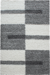 Checkered Plaid Block Shag Rug | Light Gray Light Gray