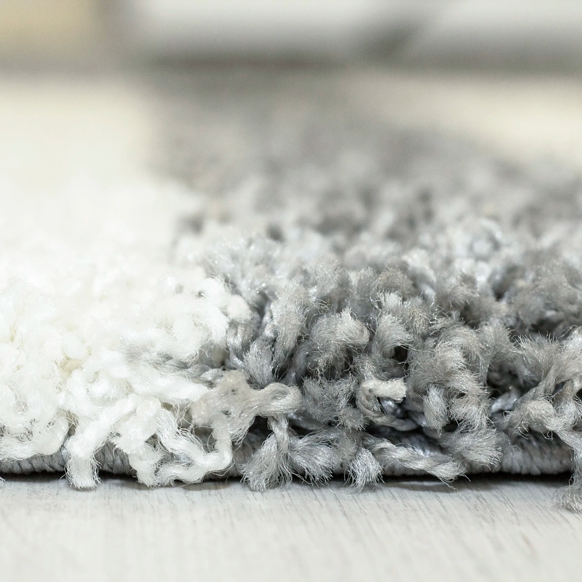 Checkered Plaid Block Shag Rug | Light Gray