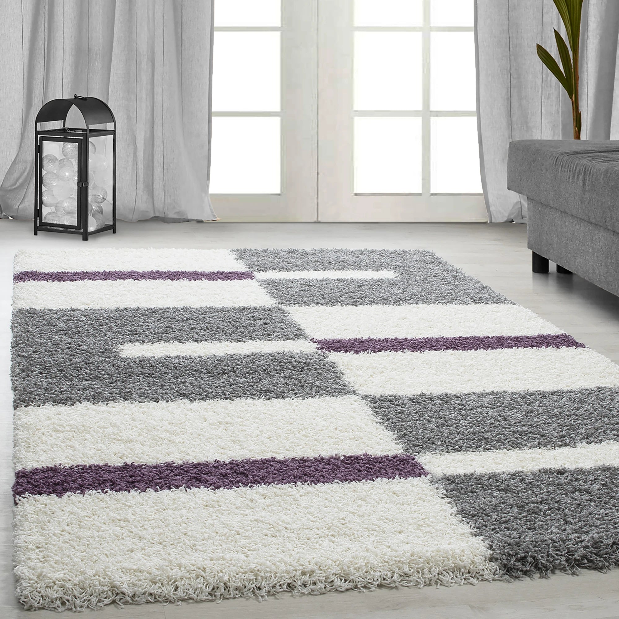 Checkered Plaid Block Shag Rug | Lila