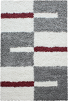 Checkered Plaid Block Shag Rug | Red Red