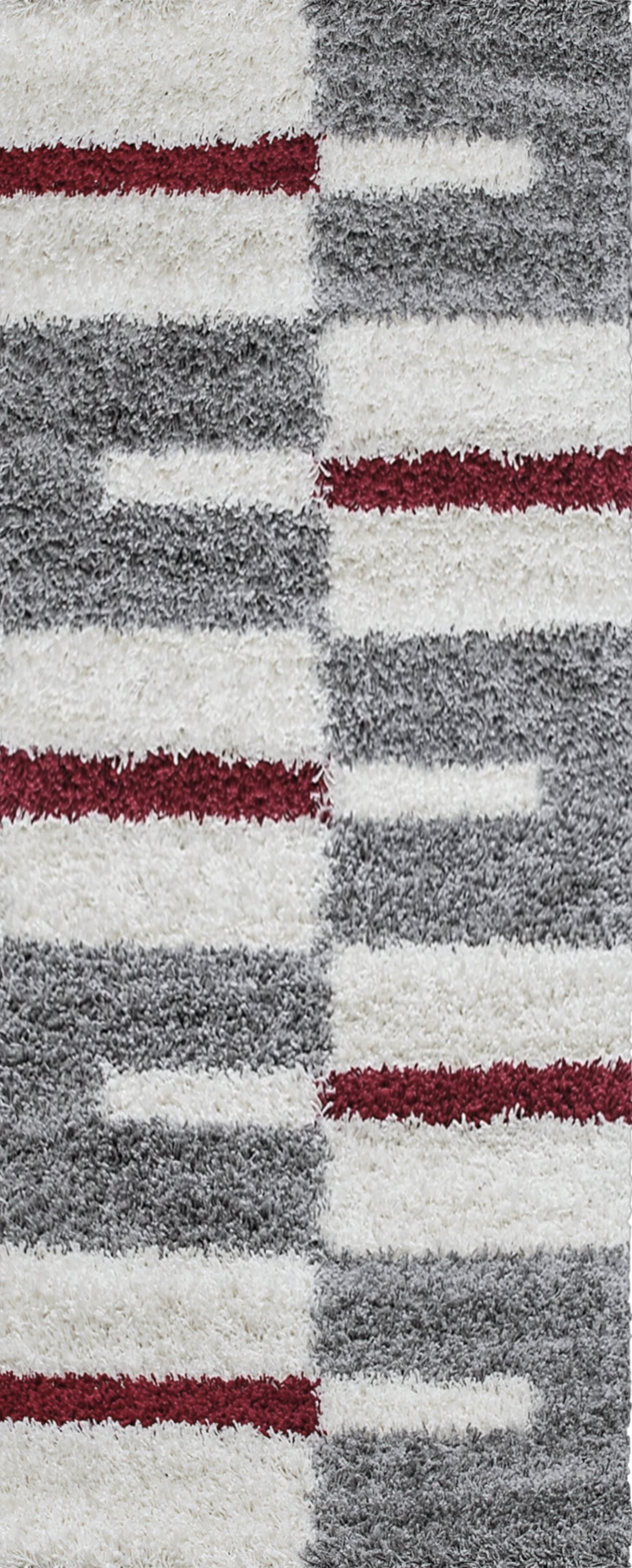 Checkered Plaid Block Shag Rug | Red