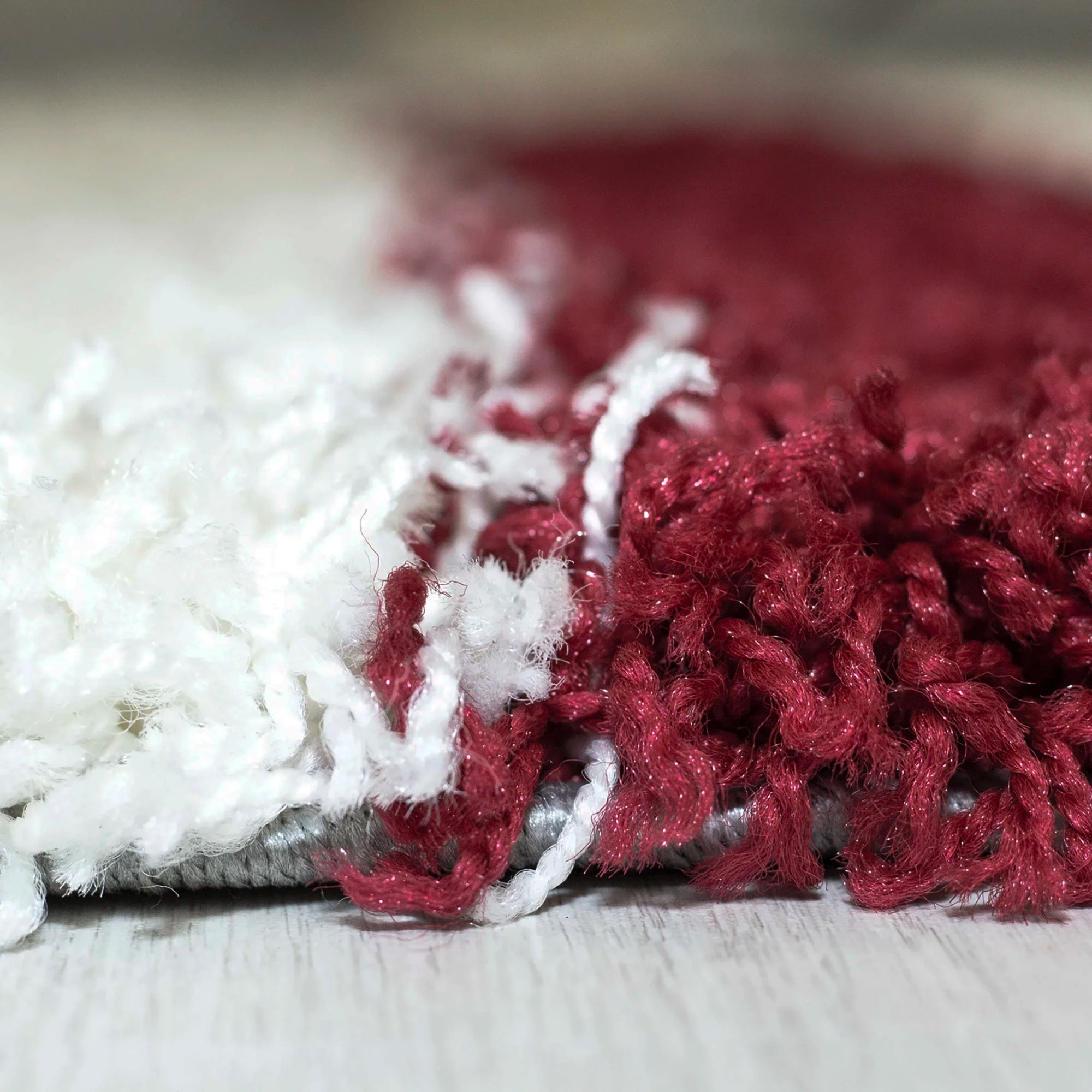 Checkered Plaid Block Shag Rug | Red