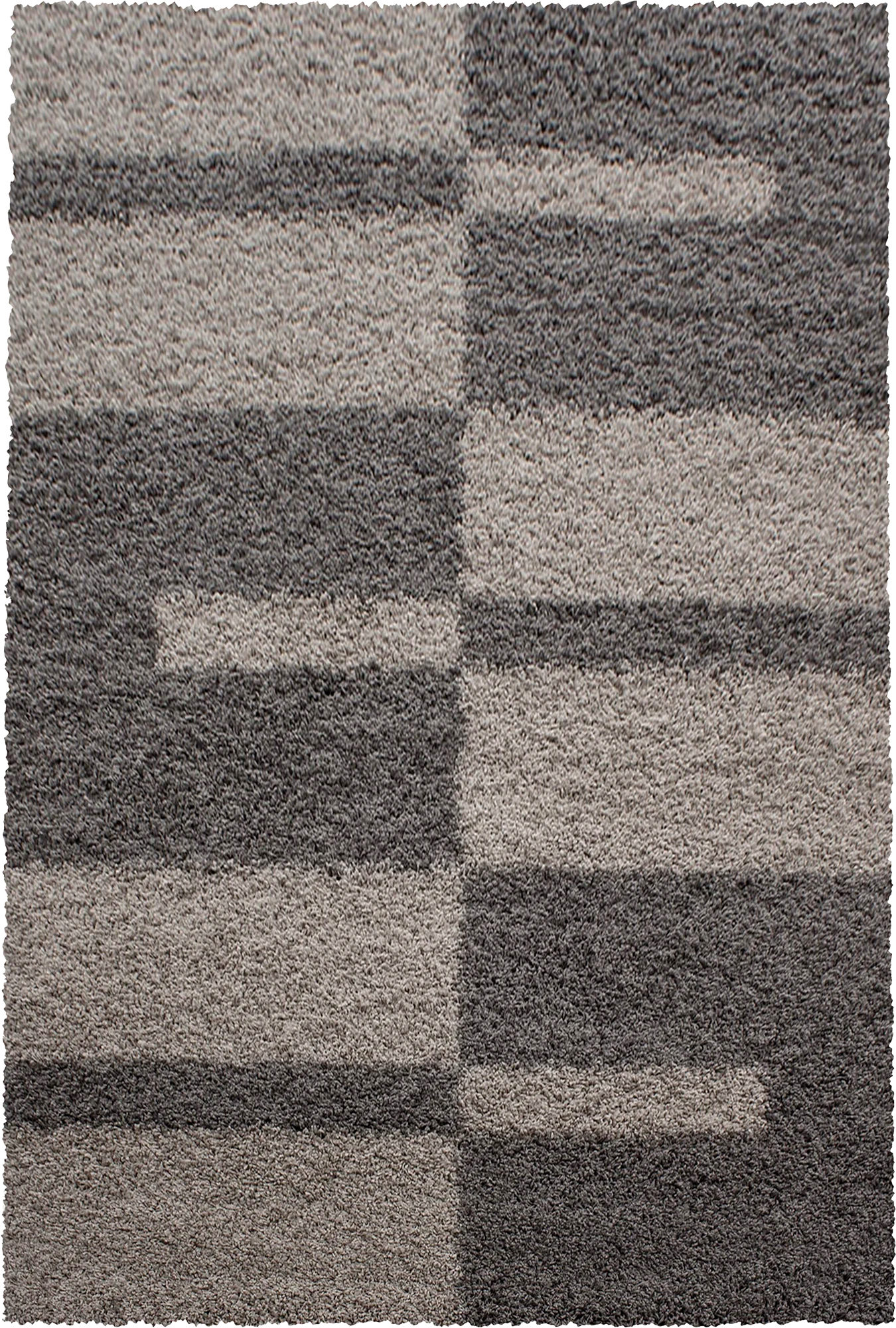 Checkered Plaid Block Shag Rug | Taupe
