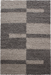Checkered Plaid Block Shag Rug | Taupe Taupe