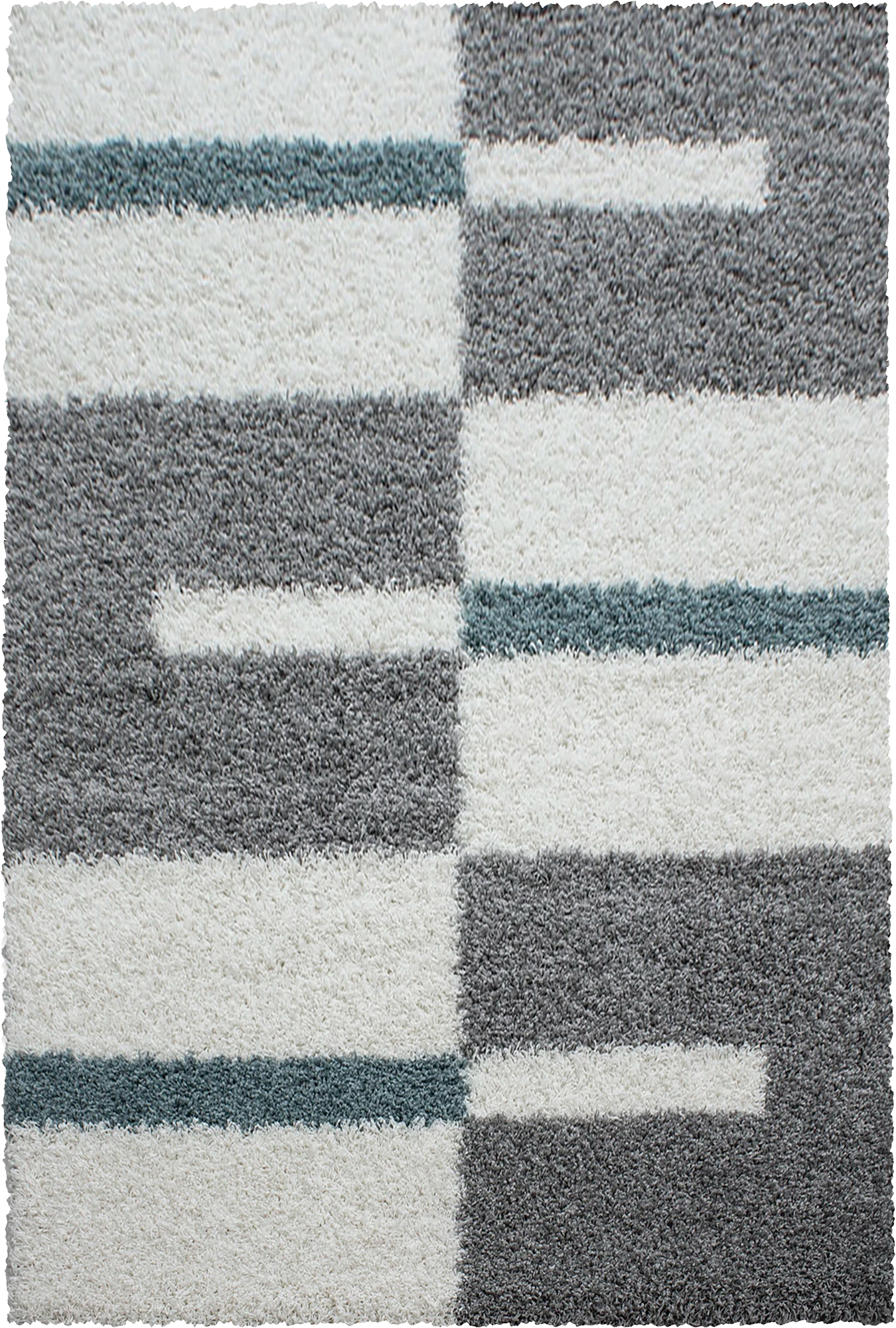 Checkered Plaid Block Shag Rug | Turquoise