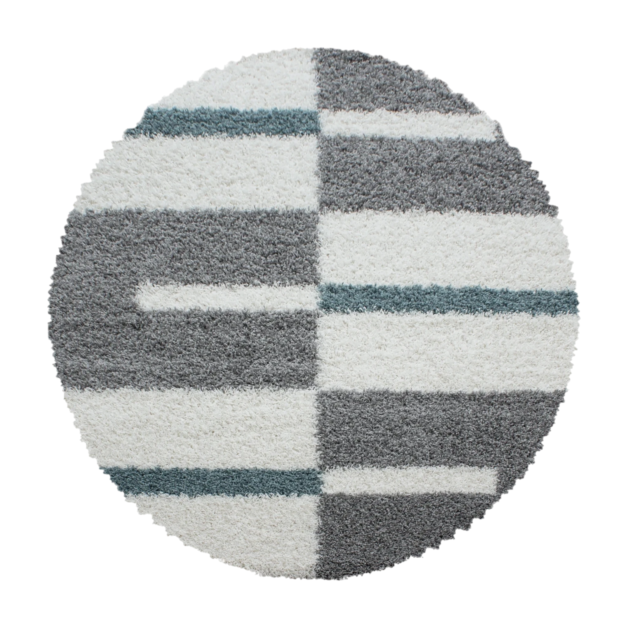 Checkered Plaid Block Shag Rug | Turquoise