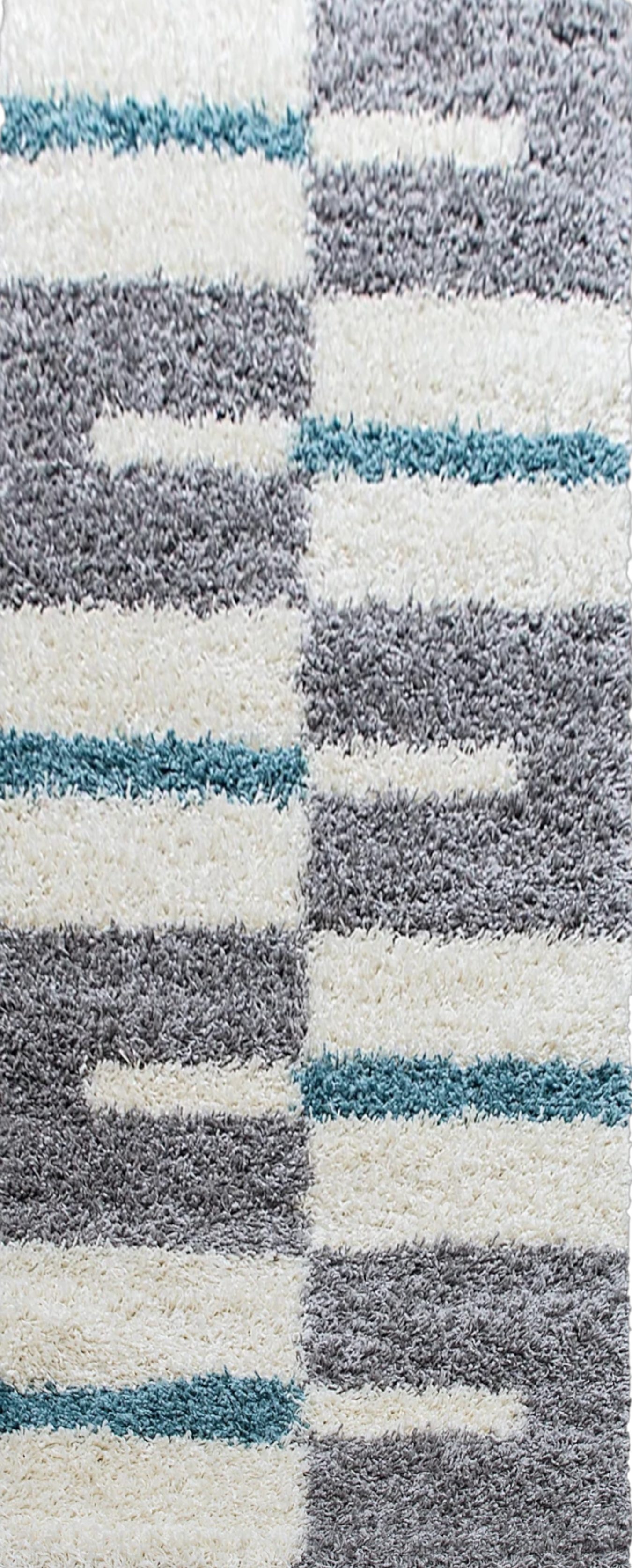 Checkered Plaid Block Shag Rug | Turquoise