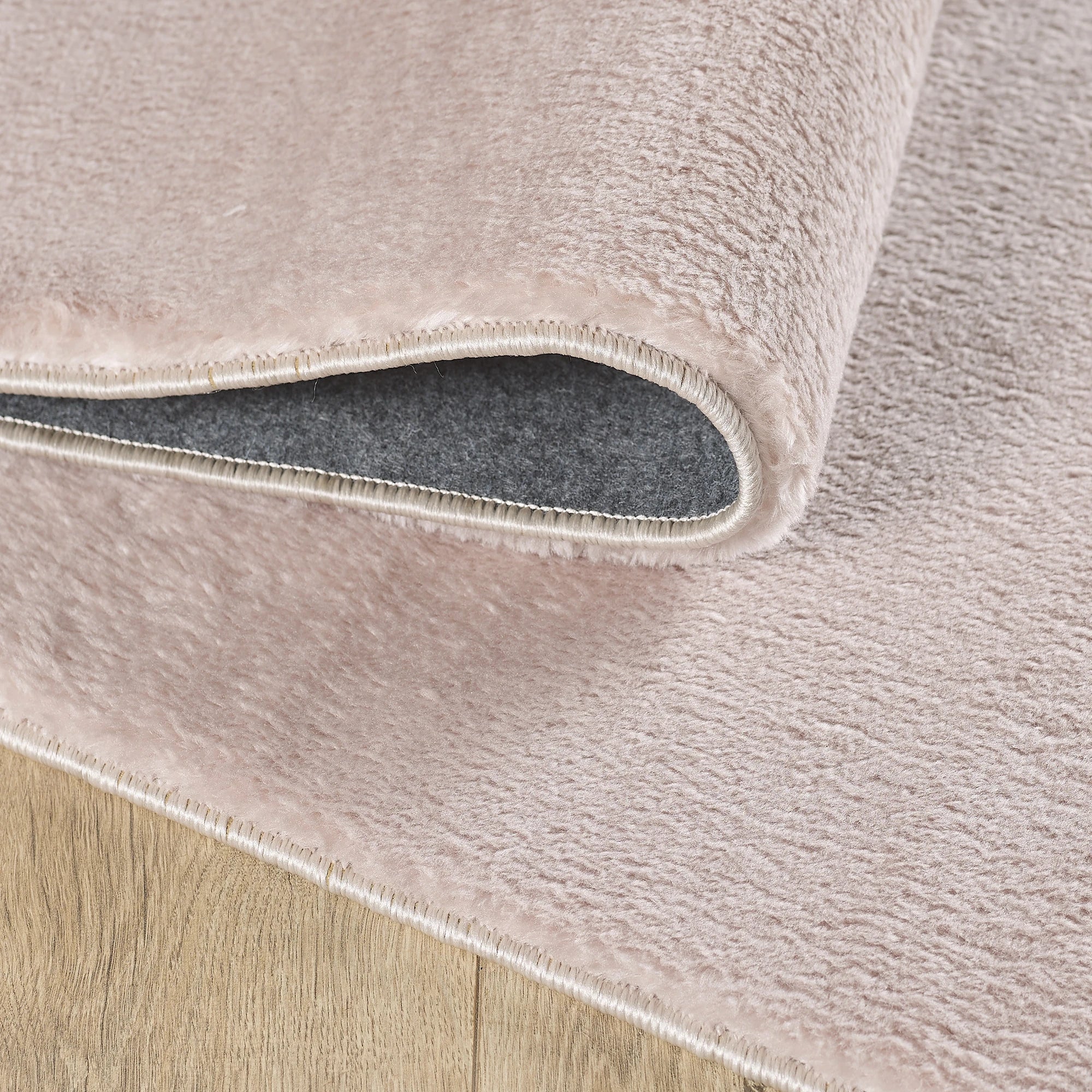 Solid Beige Plush Shag Area Rug