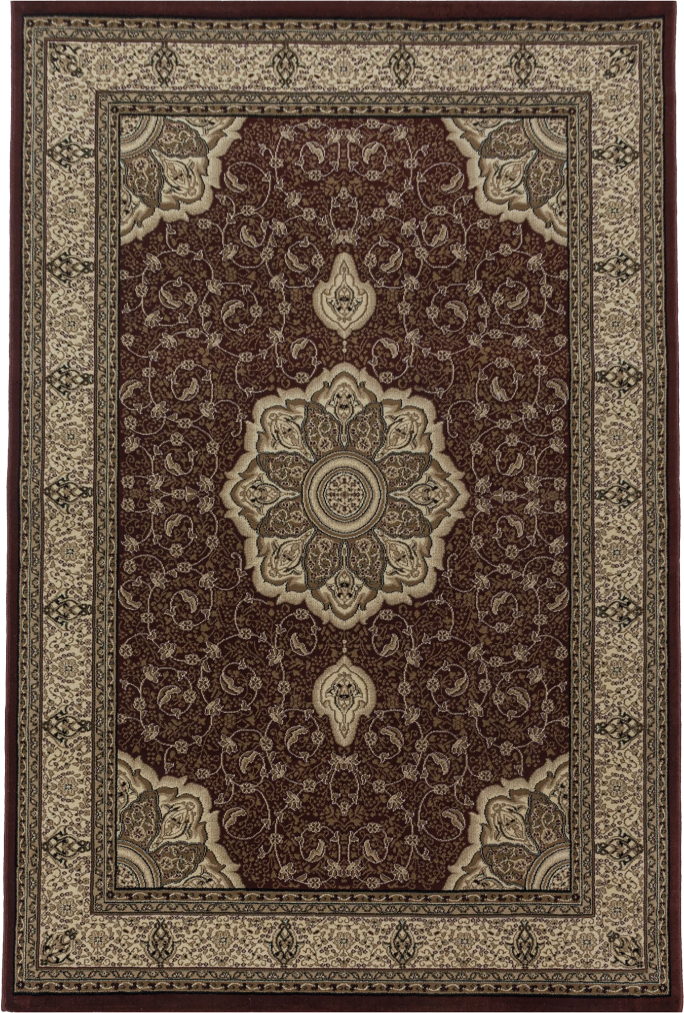 Classic Persian Style Bordered Rug | Red
