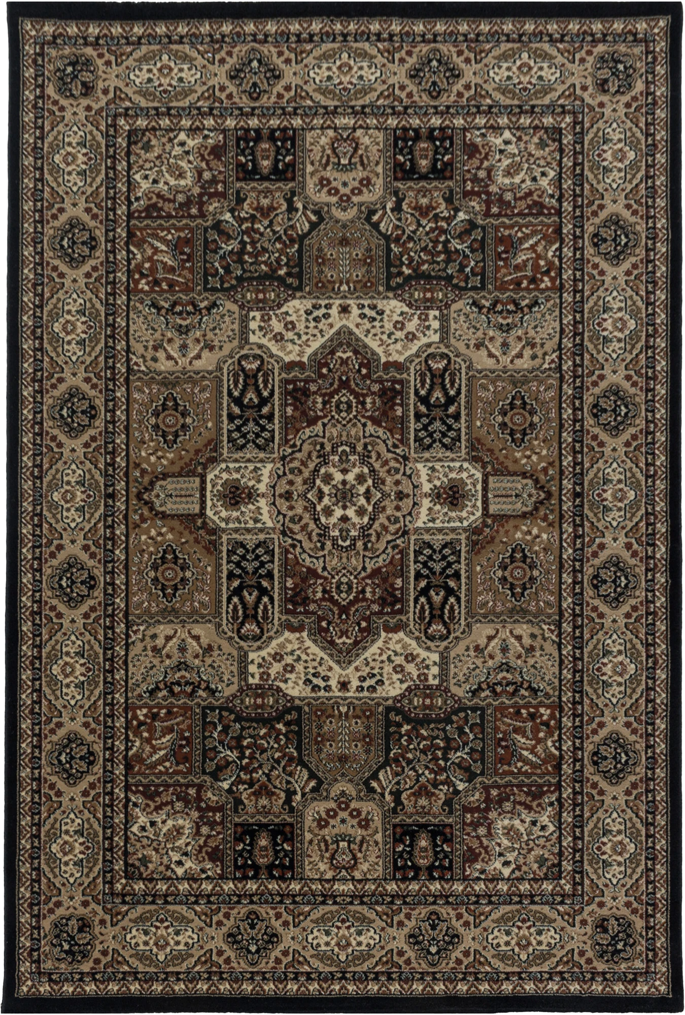 Classic Intricate Panel Oriental Rug | Black
