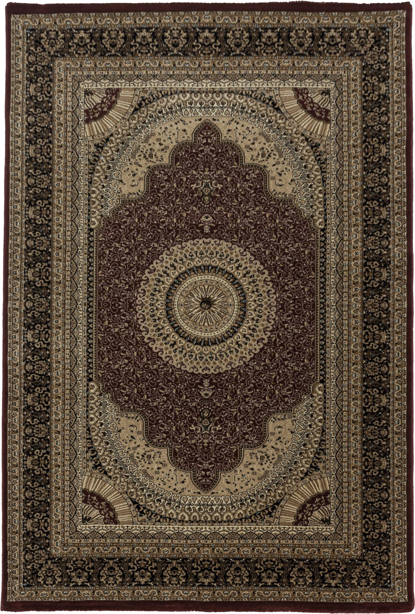 Traditional Circular Medallion Area Rug | Red