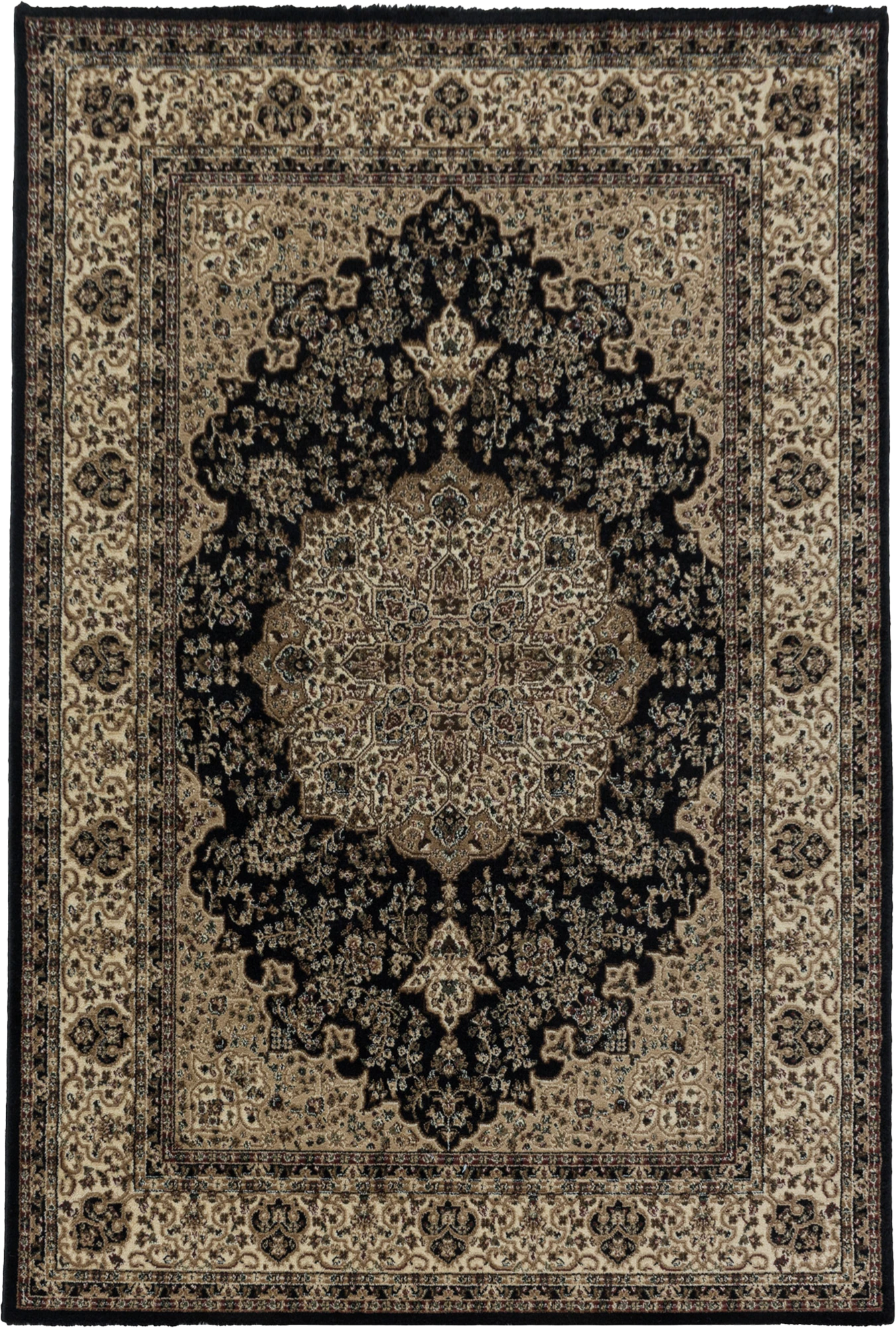 Oriental Neutral Area Rug | Black
