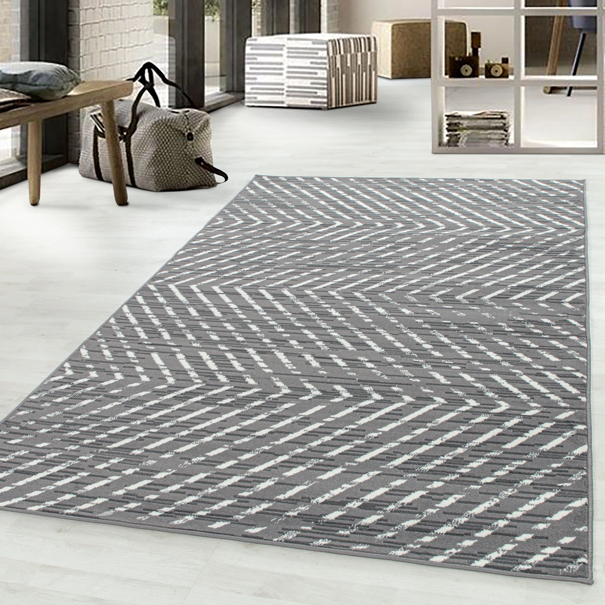 Abstract Zigzag Indoor Rug | Gray