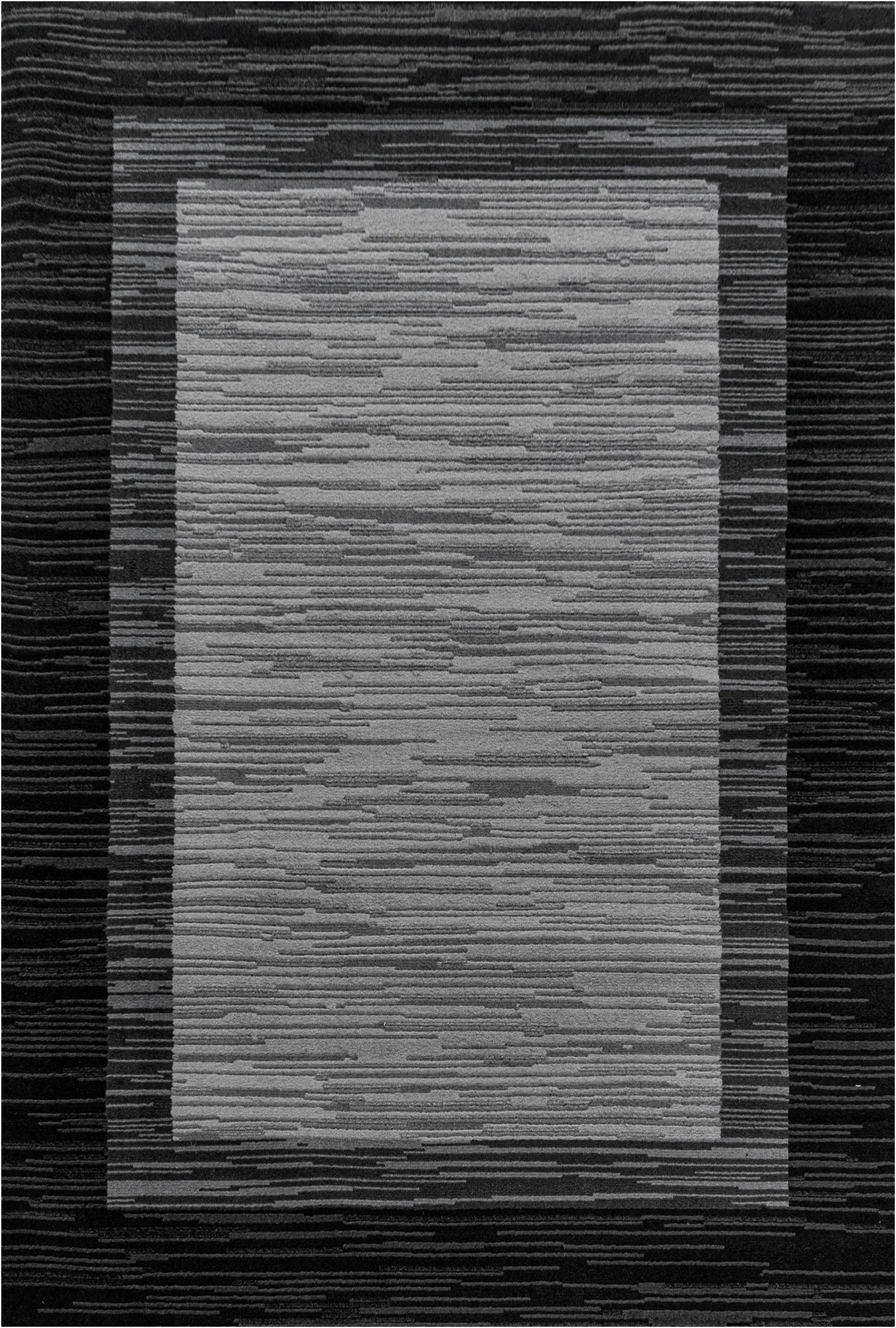 Abstract Stripe Border Rug | Black