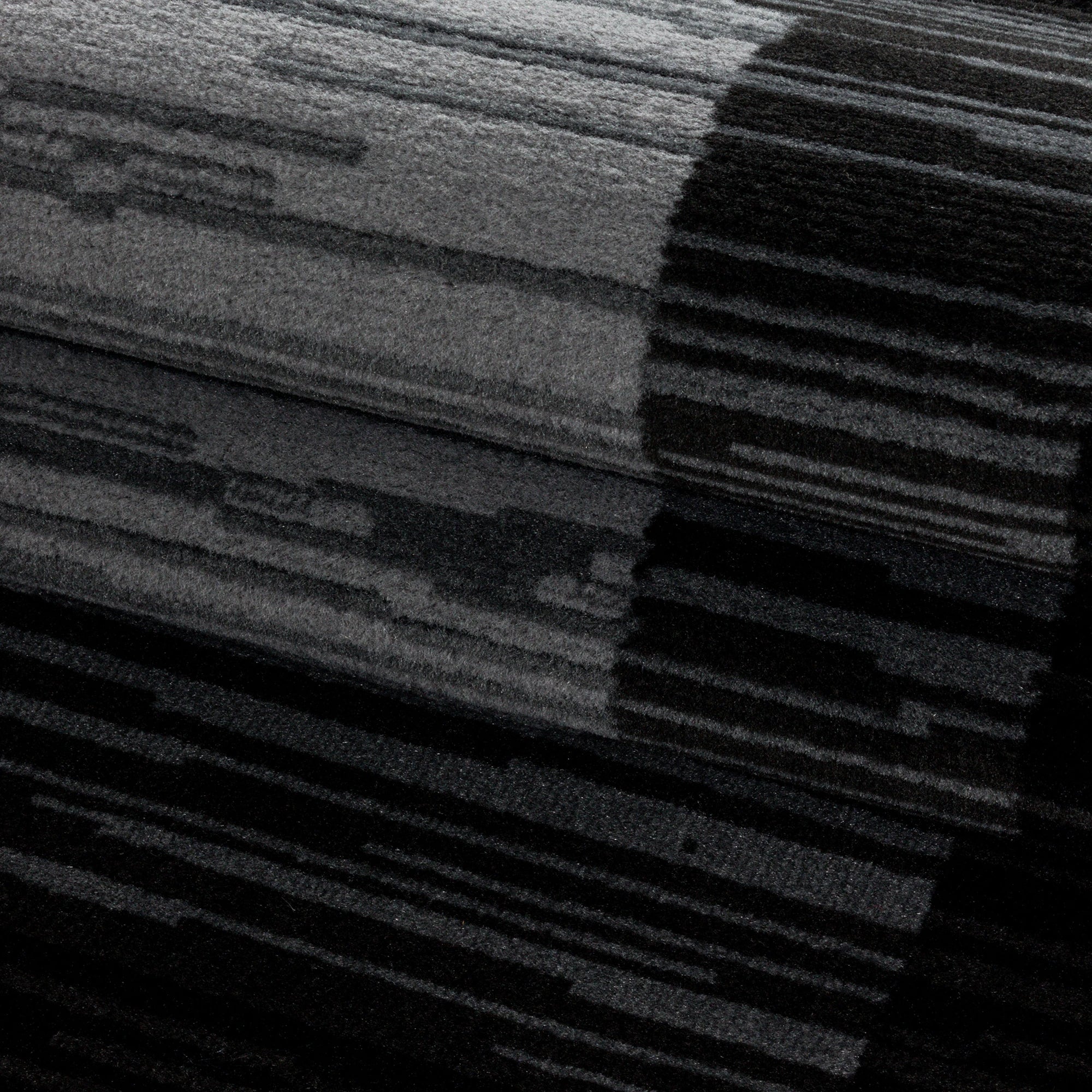 Abstract Stripe Border Rug | Black