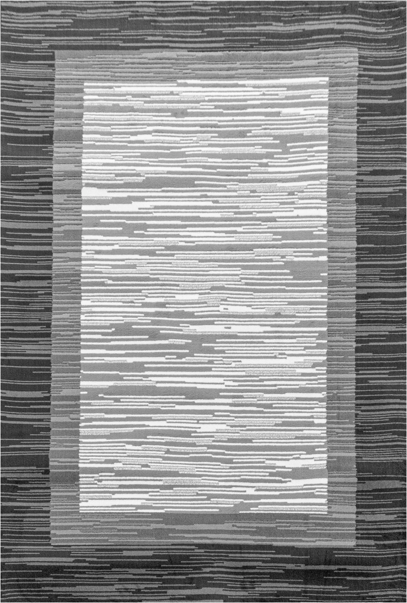 Abstract Stripe Border Rug | Gray