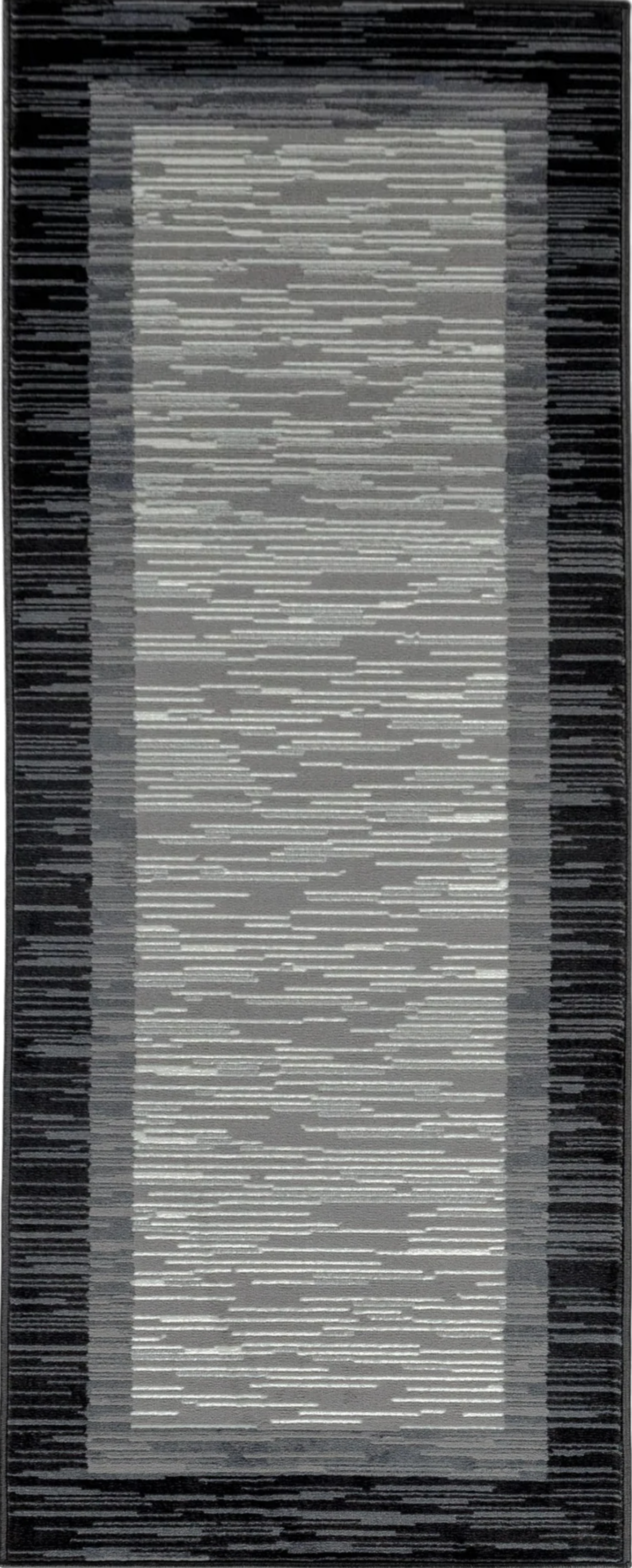 Abstract Stripe Border Rug | Gray