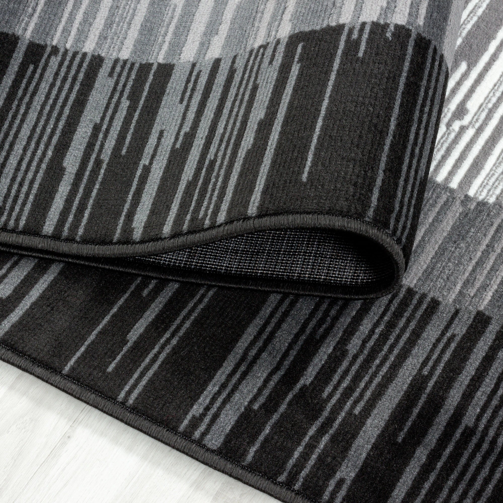 Abstract Stripe Border Rug | Gray