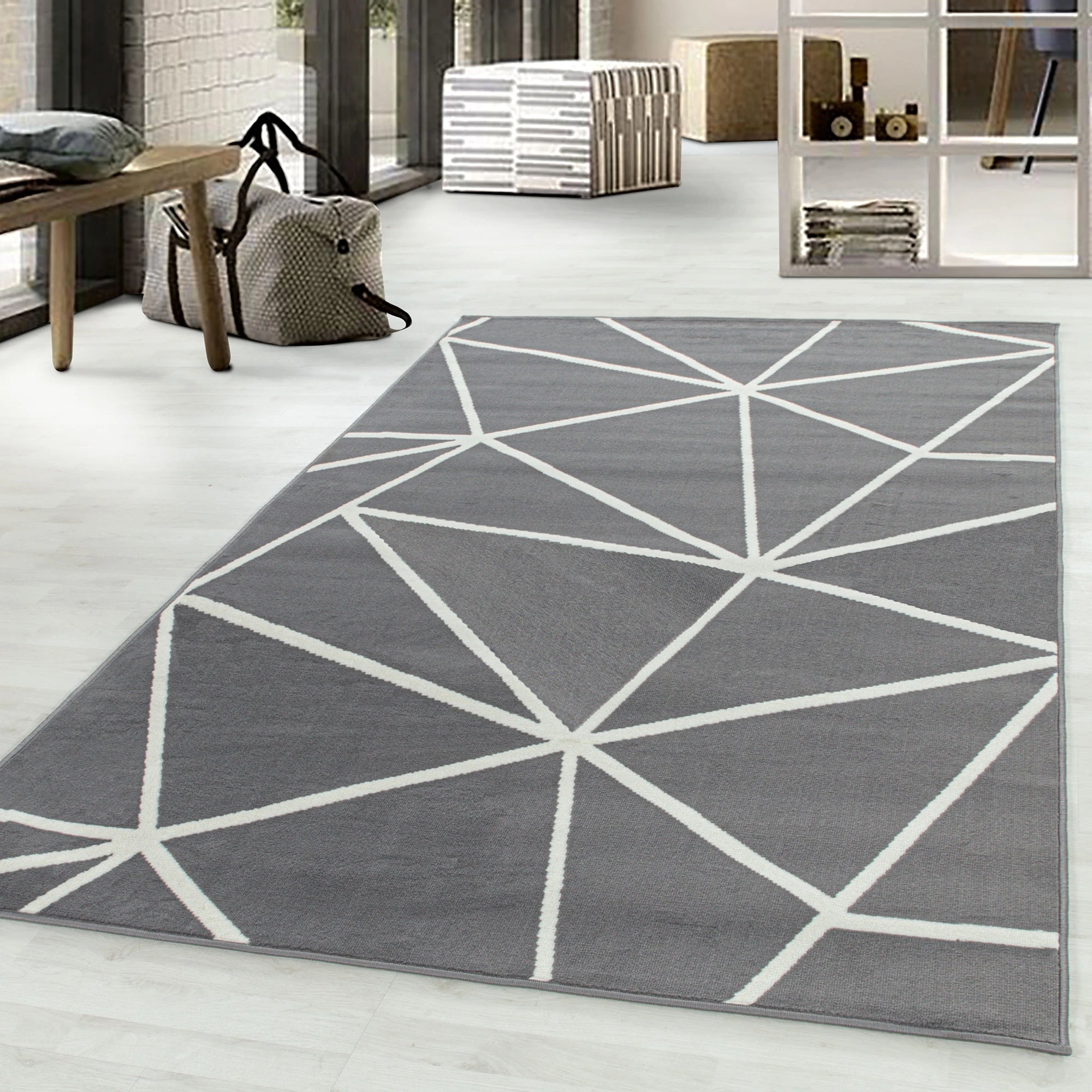 Geometric Triangle Indoor Rug | Gray