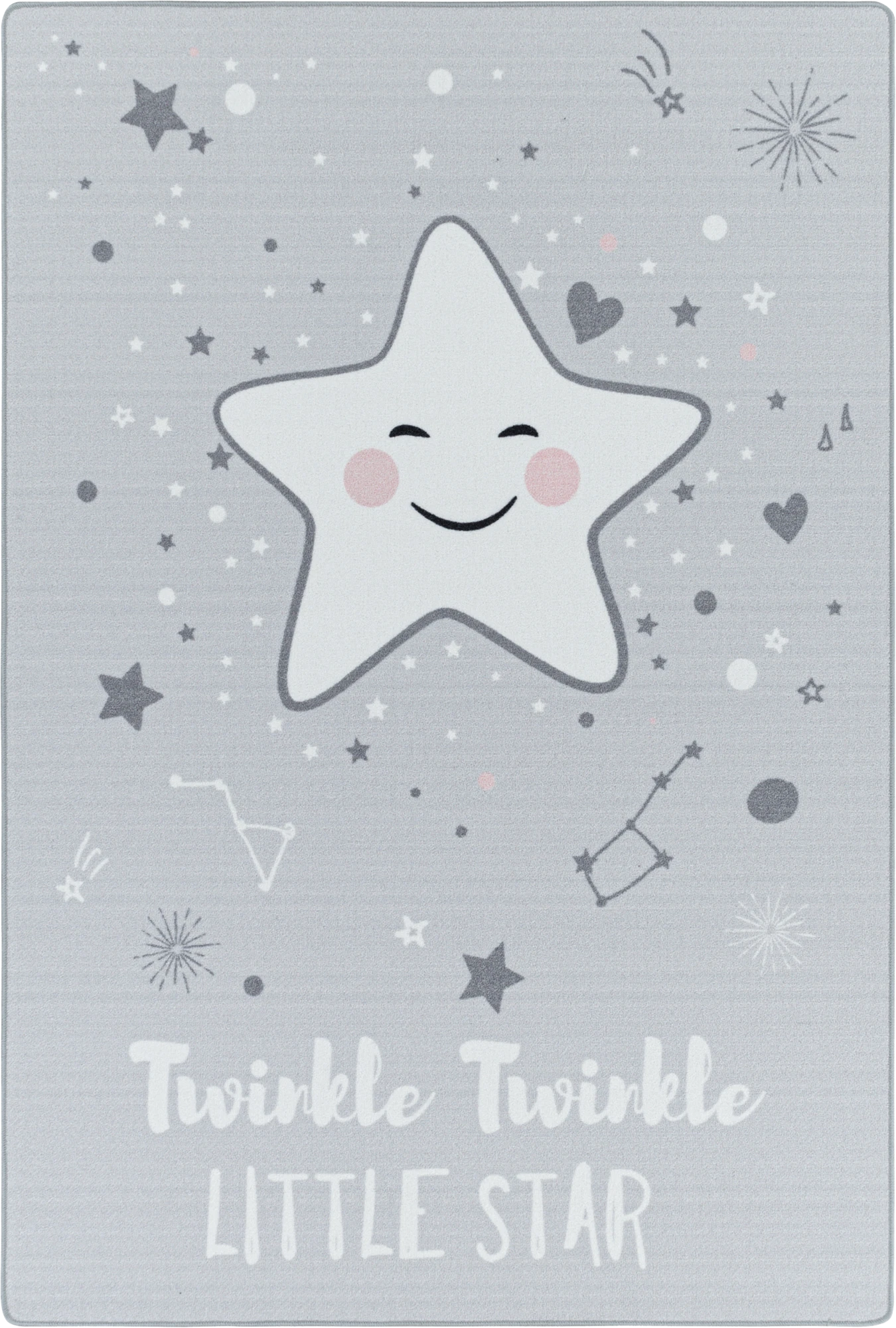 Cute Smiling Star Constellation Kids Room | Gray Rug