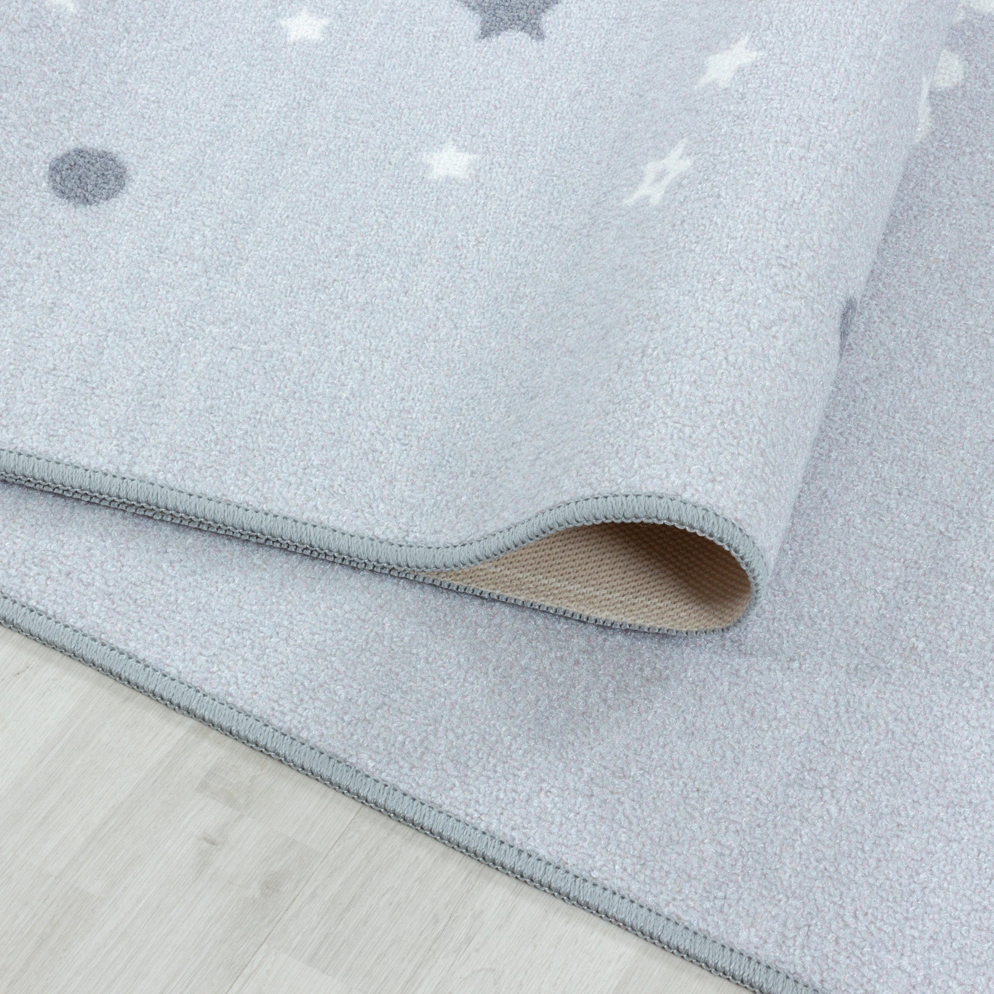 Cute Smiling Star Constellation Kids Room | Gray Rug