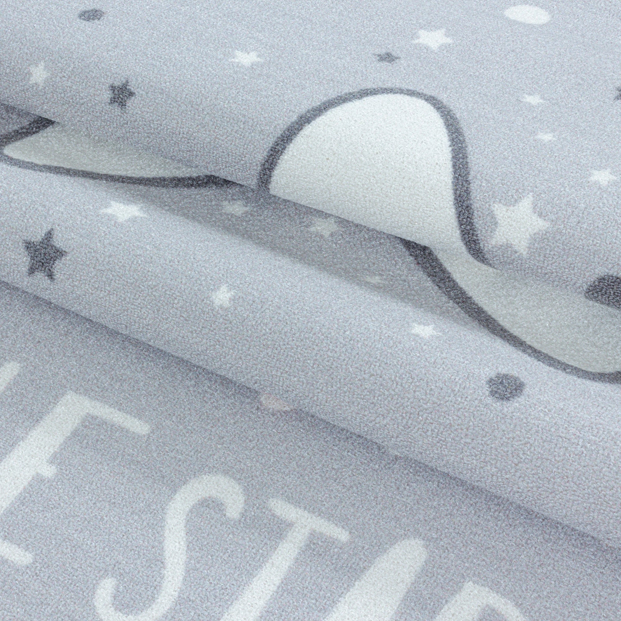 Cute Smiling Star Constellation Kids Room | Gray Rug