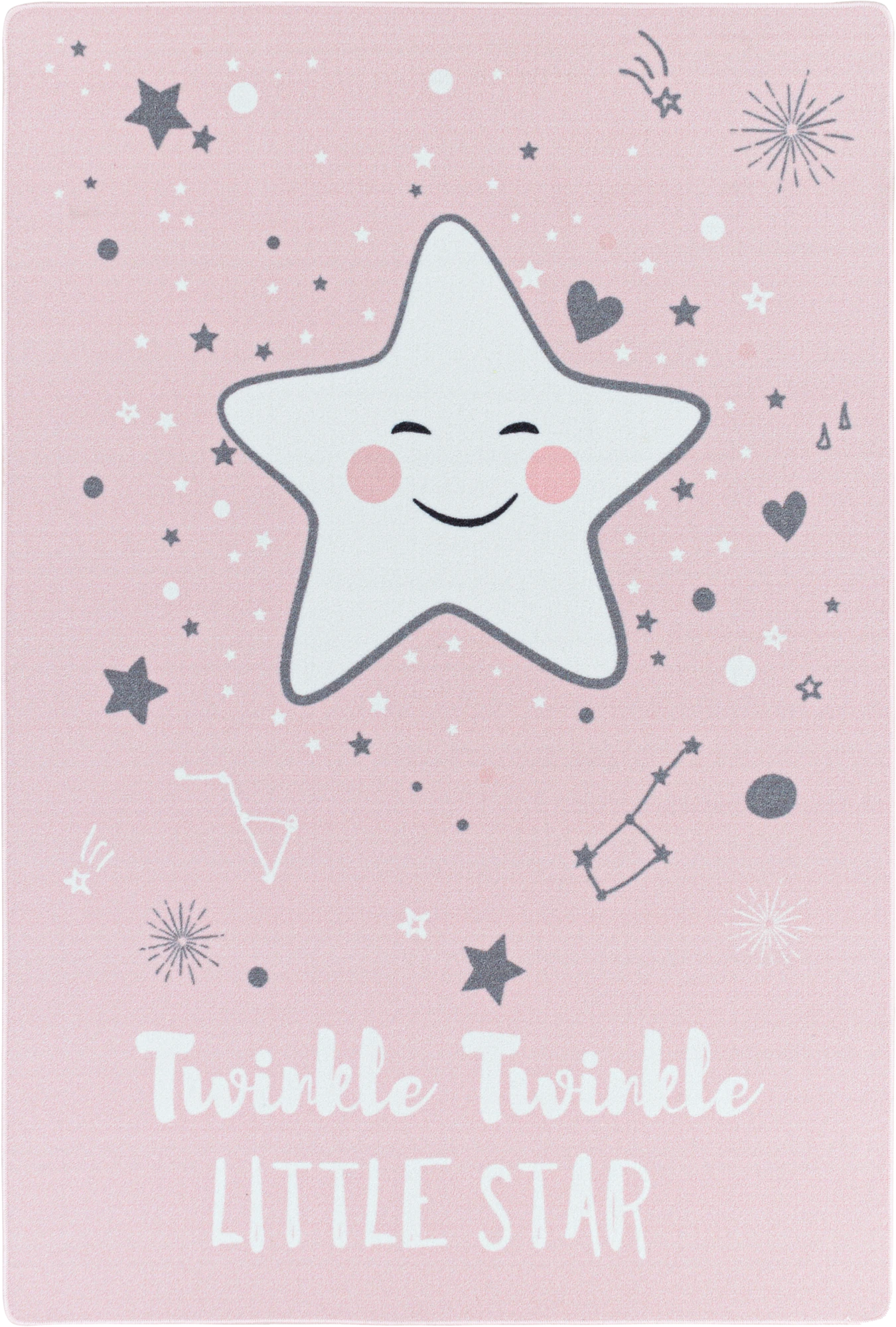 Cute Smiling Star Constellation Kids Room | Pink Rug