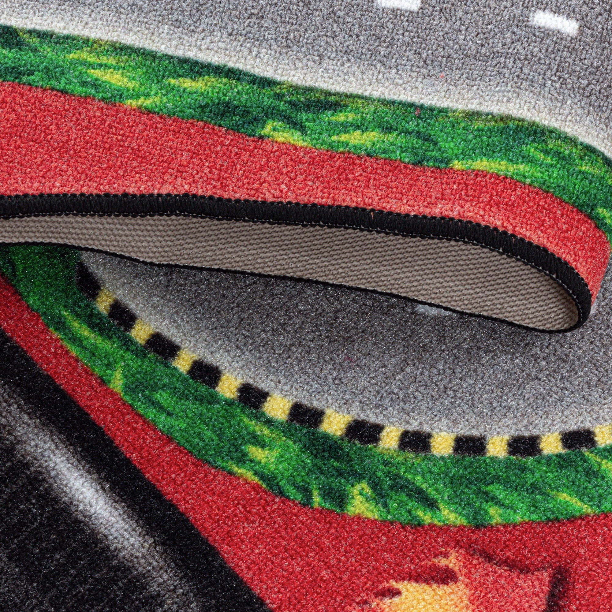 Fun Race Car Track Shaped Kids Play Carpet | Red