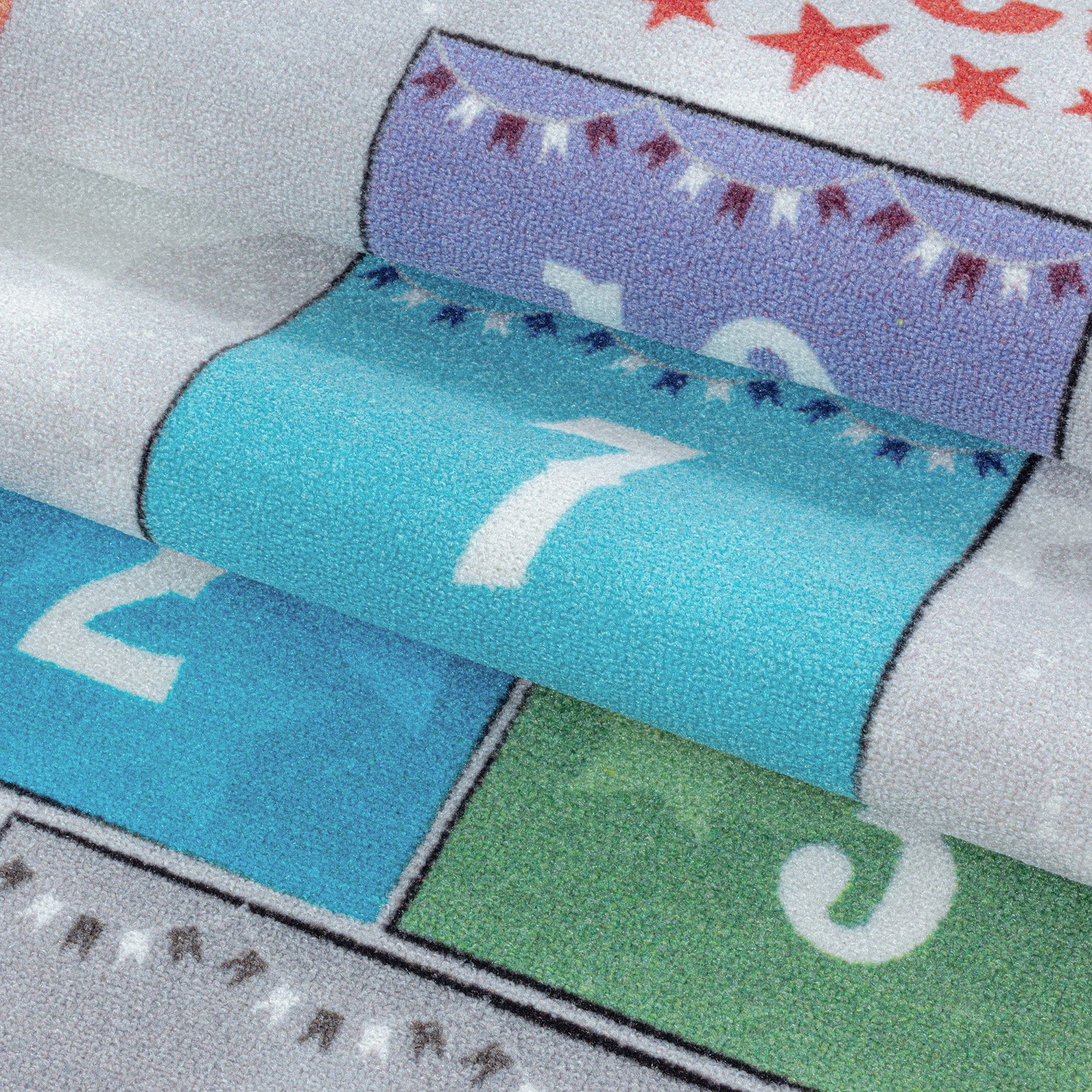 Fun Circus Hopscotch Game Kids Rug | Gray