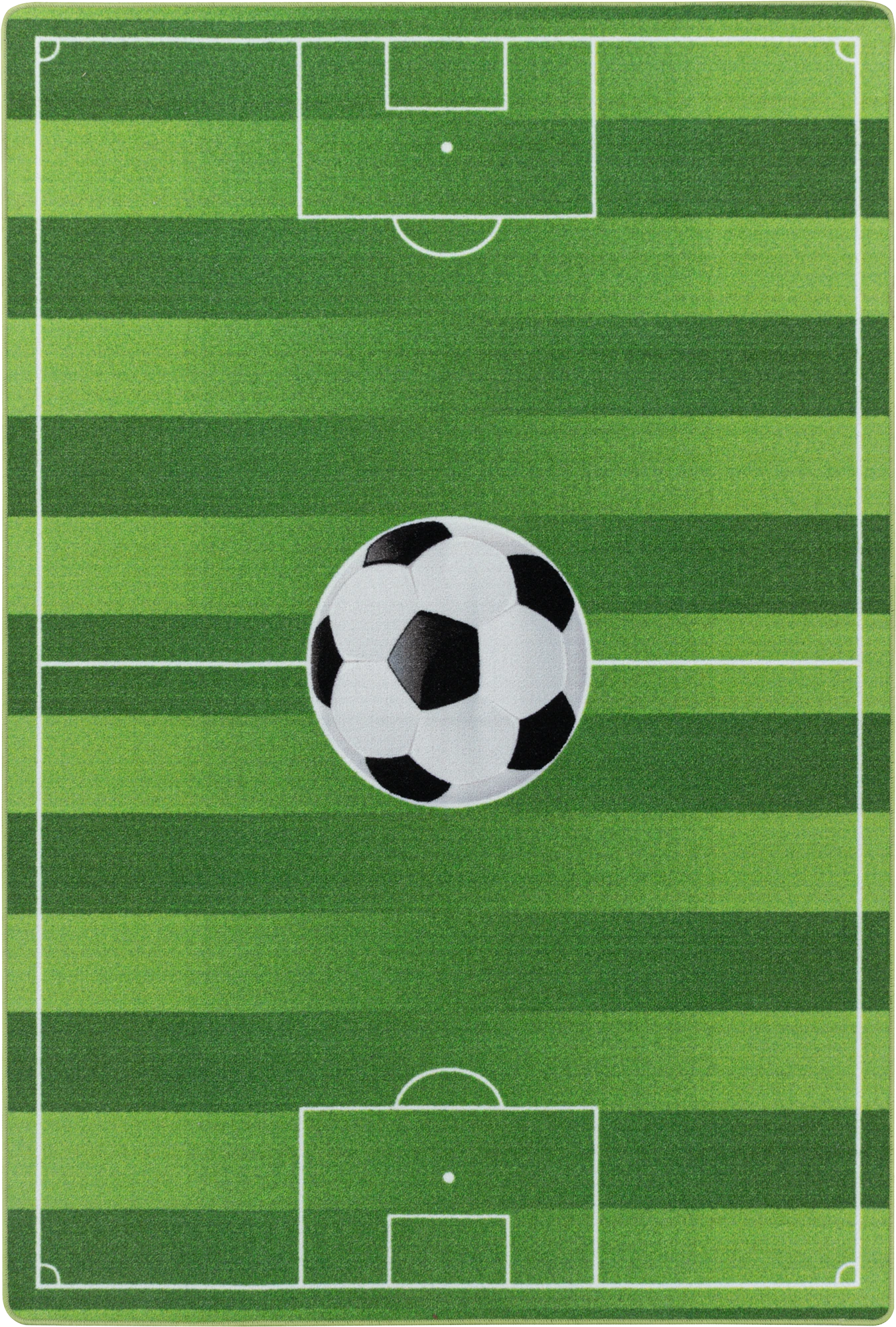 Football Soccer Field Stripes Kids Area Carpet | Green