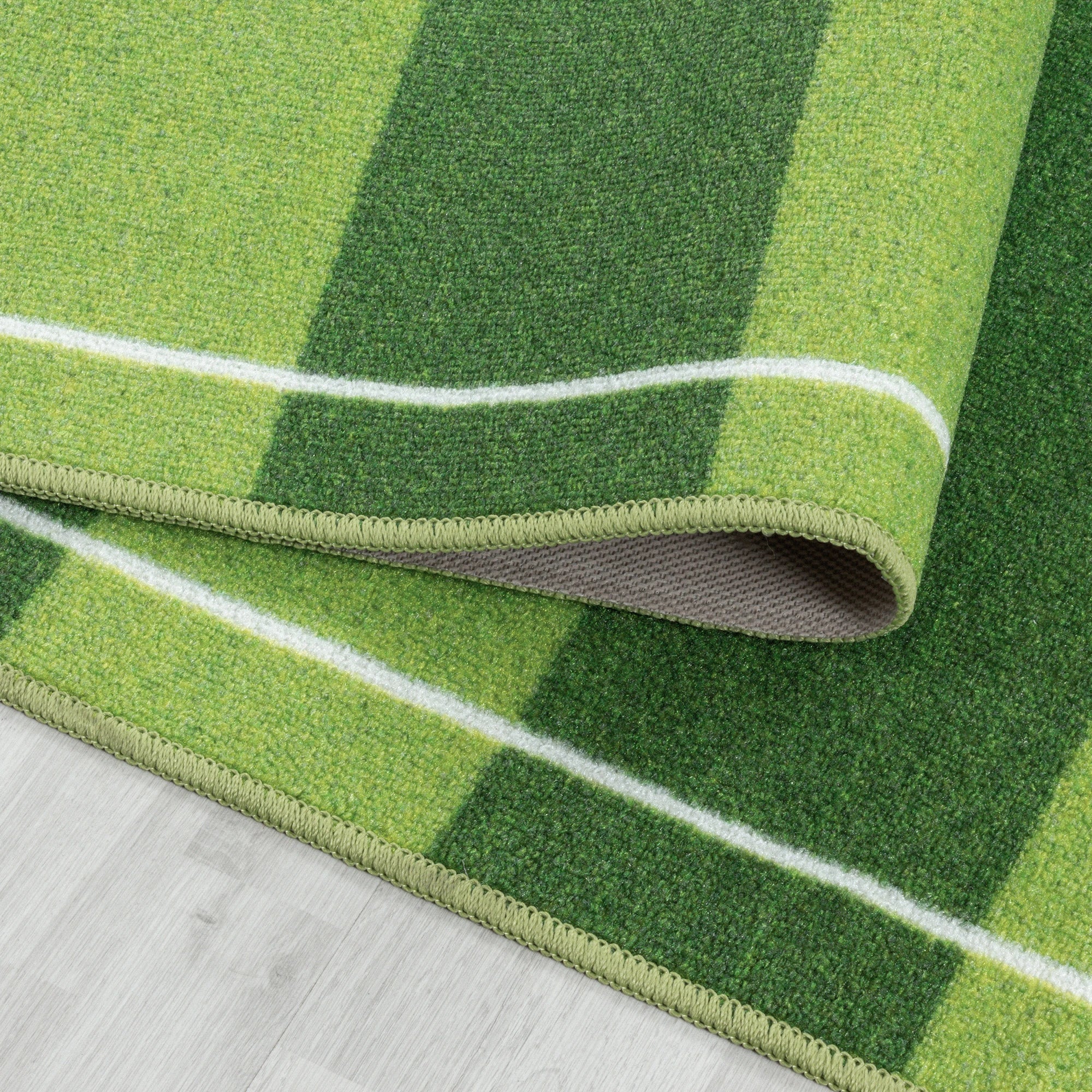 Football Soccer Field Stripes Kids Area Carpet | Green