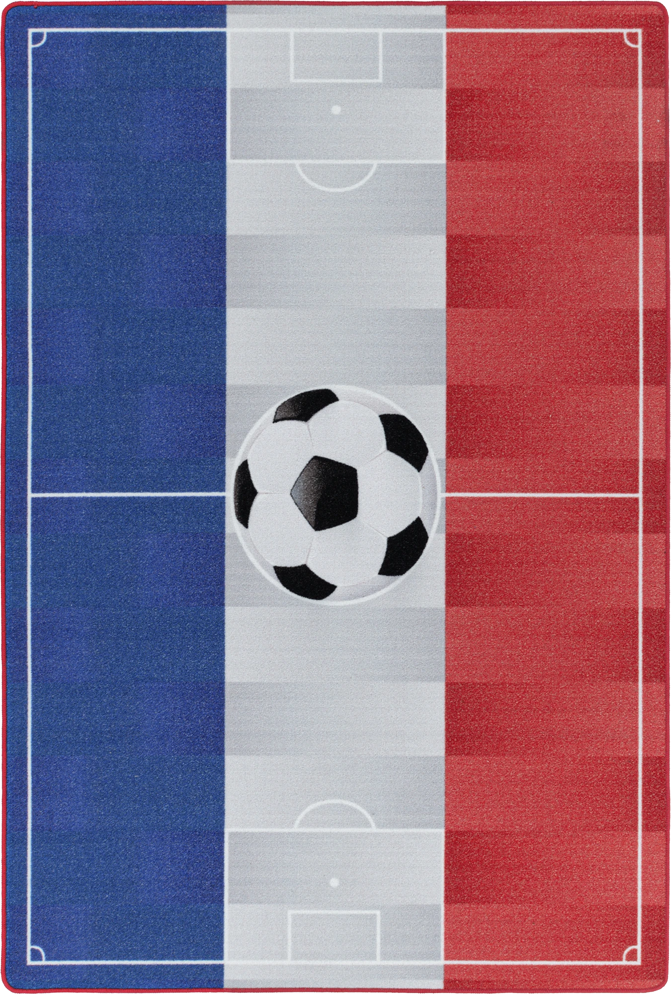 France Flag Soccer Field Kids Room Carpet | White
