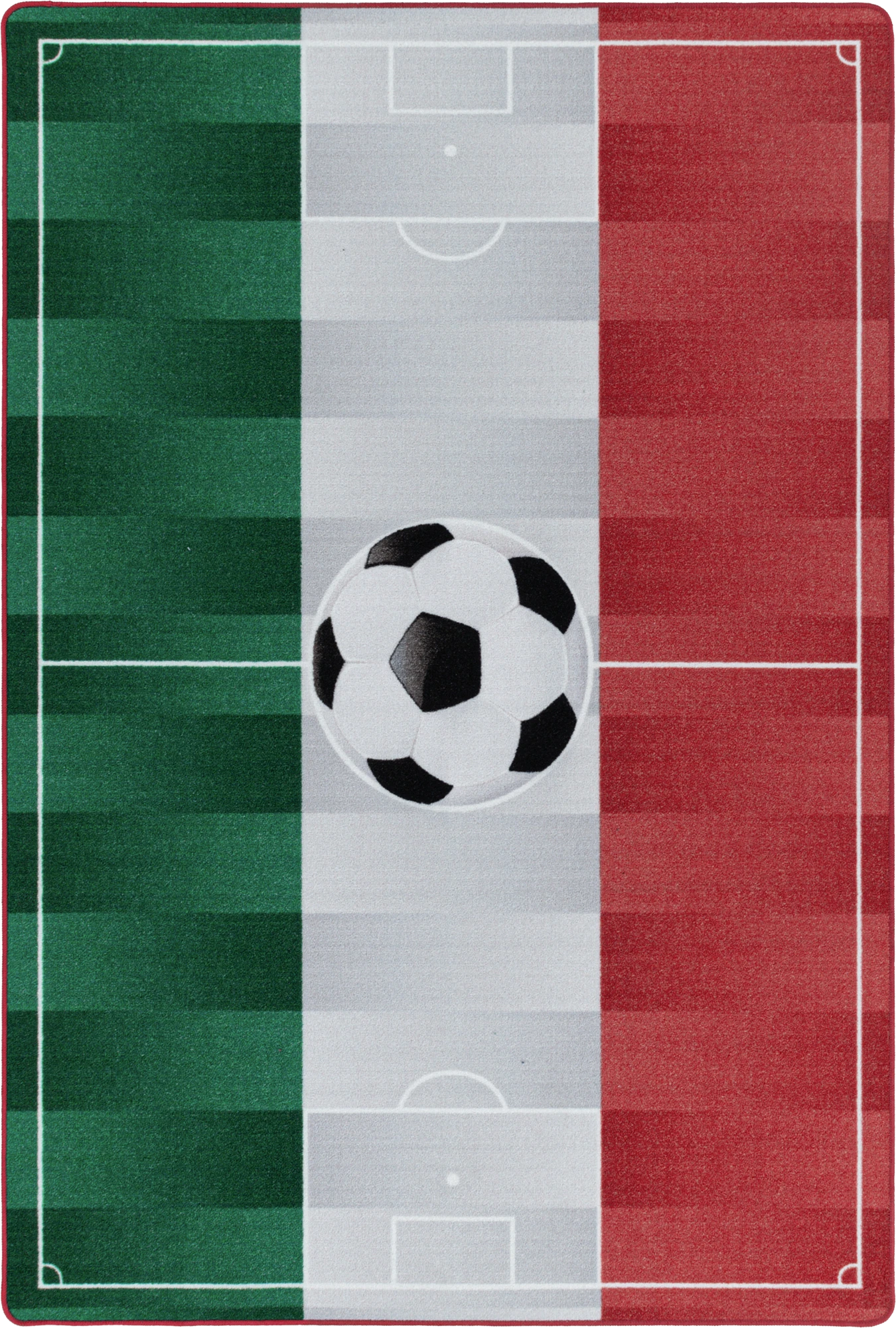 Italy Flag Soccer Field Kids Room Carpet | White