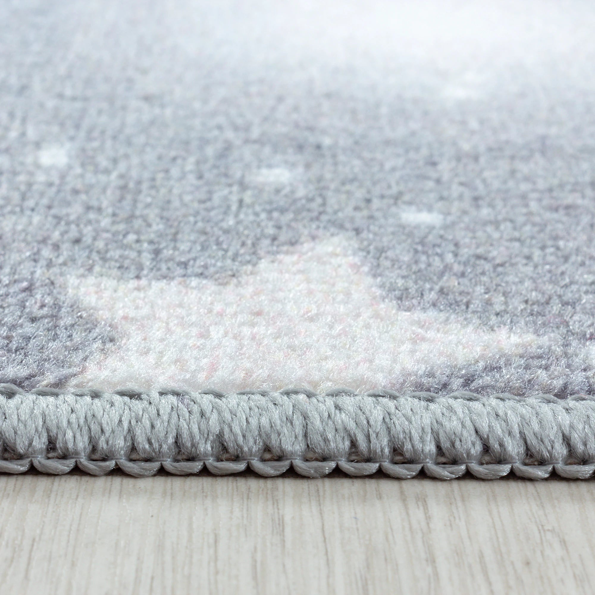 Magical Glitter Bokeh Star Pattern Kids Rug | Gray