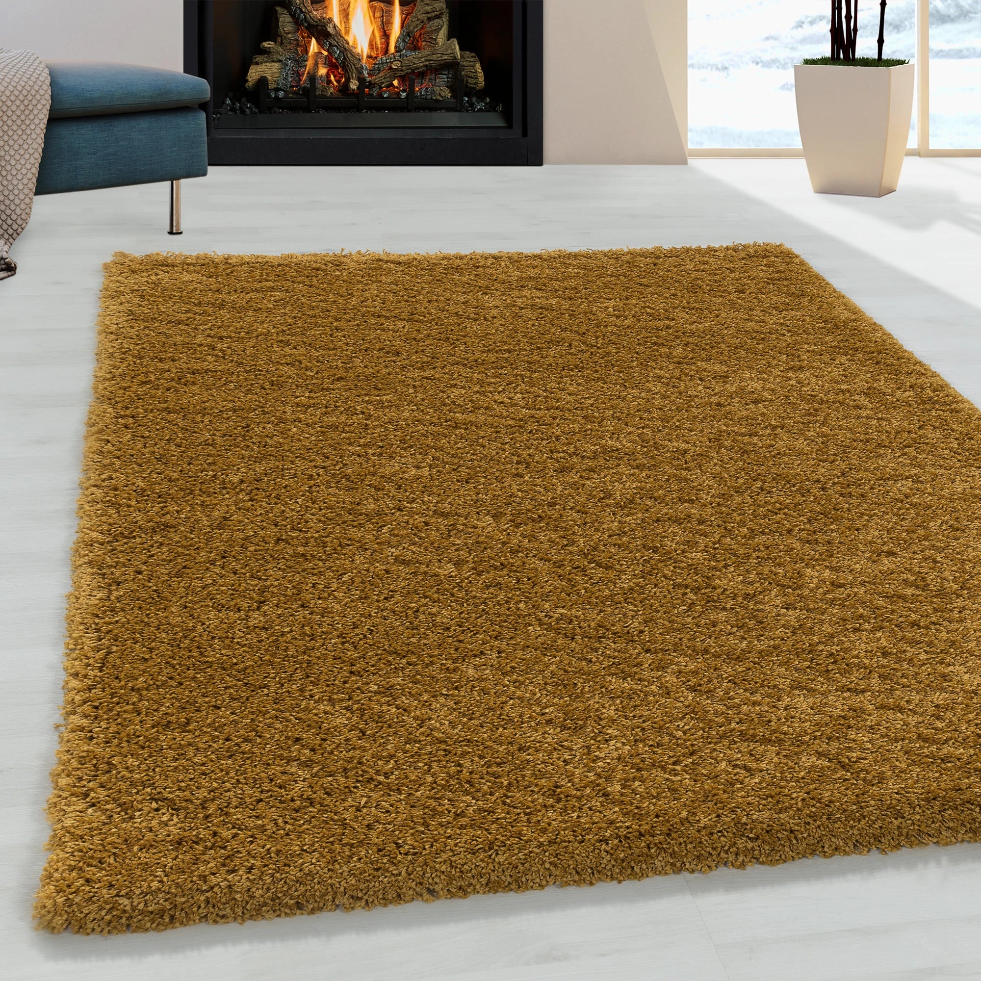 Gold Plush High Pile Shag Rug