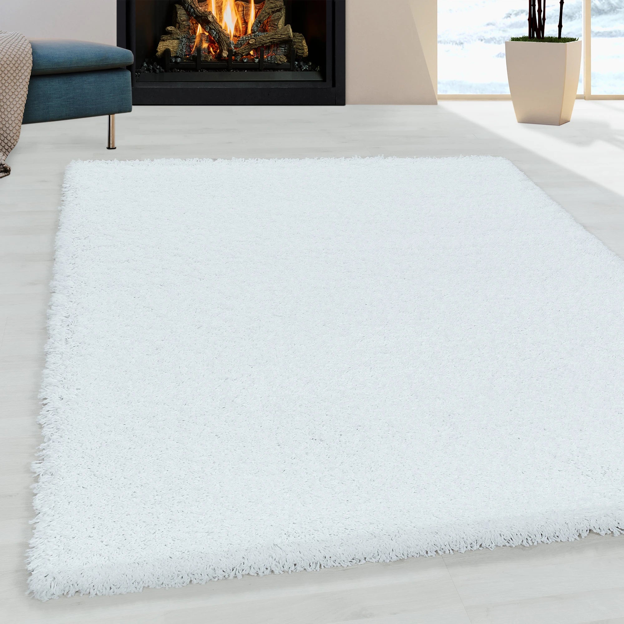 White Plush High Pile Shag Rug