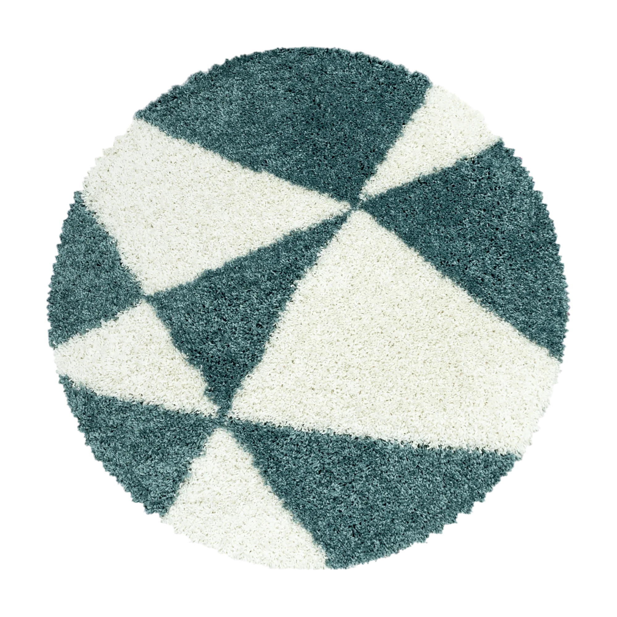 Modern Triangle Shag Rug | Blue