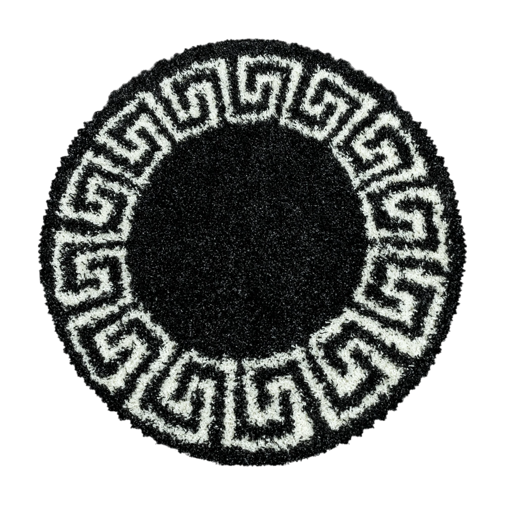 Meander Pattern Neutral Area Rug | Anthracite
