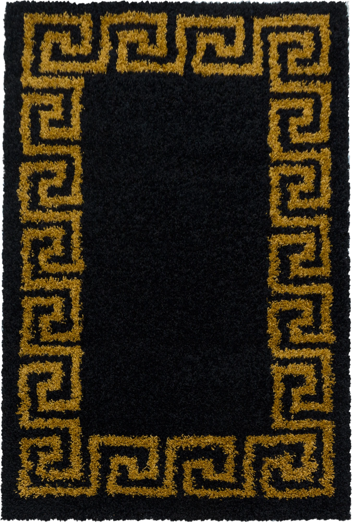 Meander Pattern Neutral Area Rug | Gold