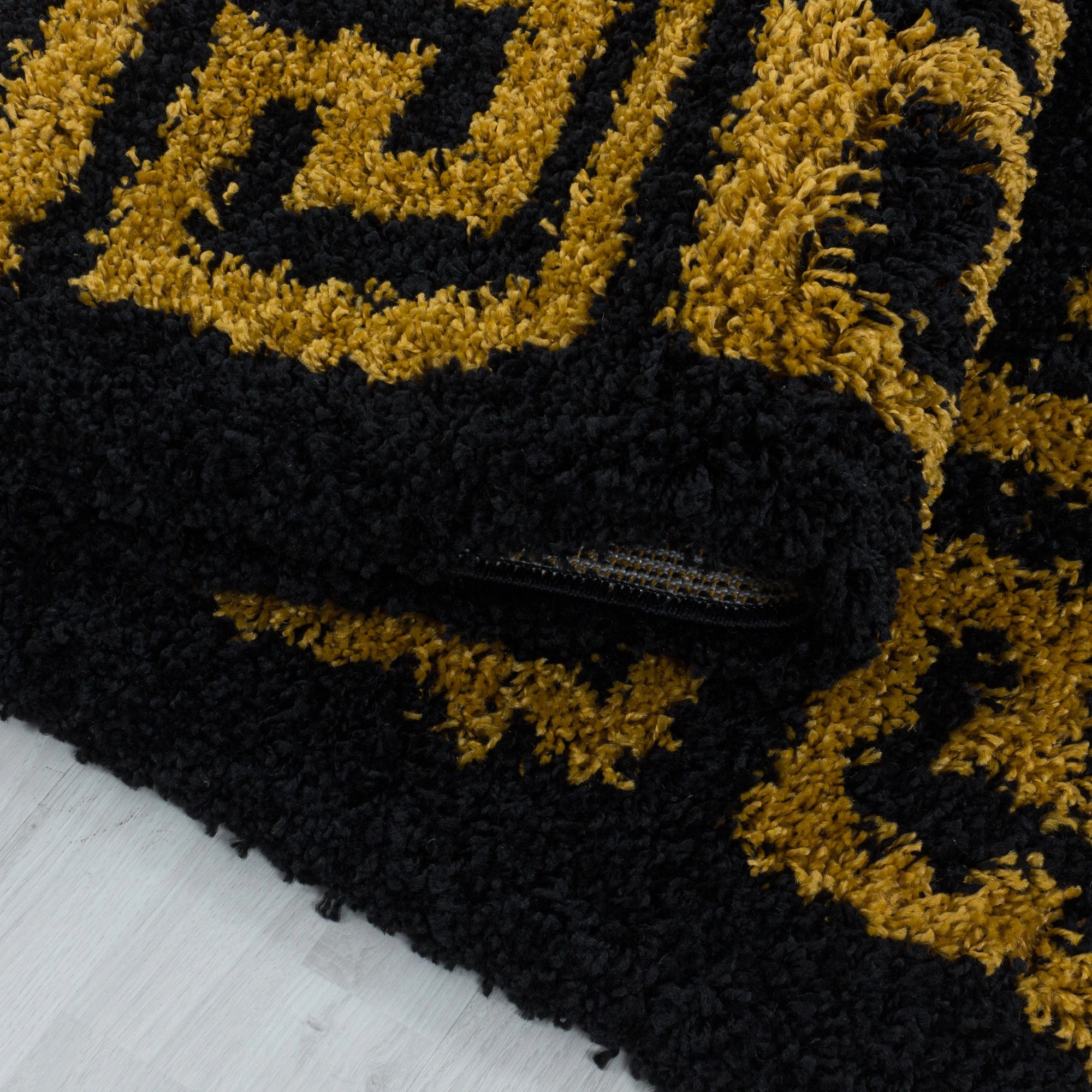 Meander Pattern Neutral Area Rug | Gold