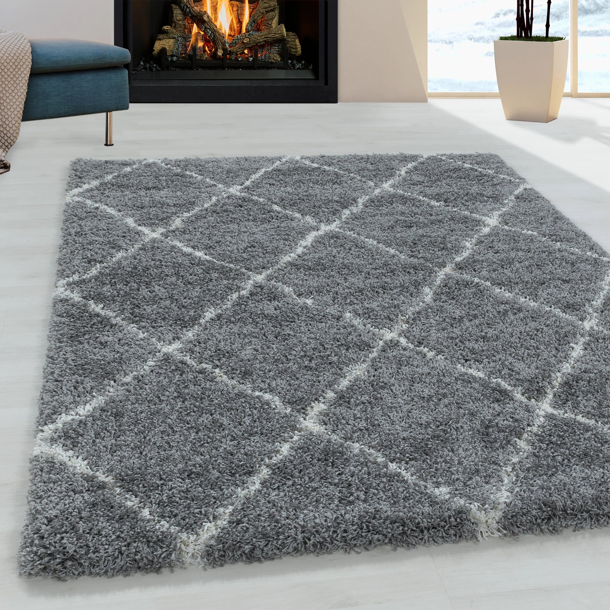 Geometric Polygon Rug | Gray