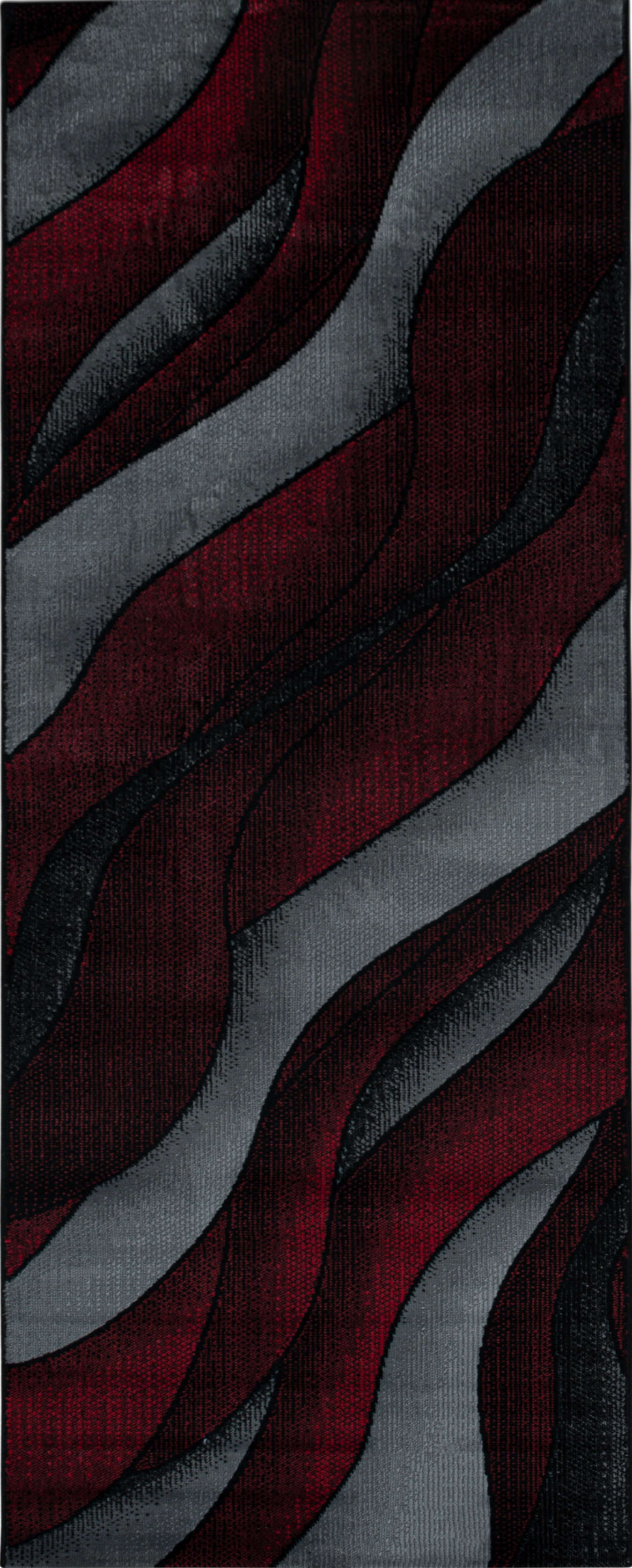 Abstract Contour Wave Line Area Rug | Red