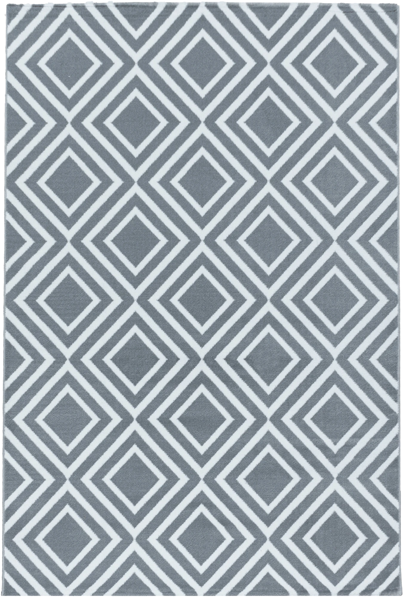 Geometric Repeating Diamond Pattern Rug - Gray